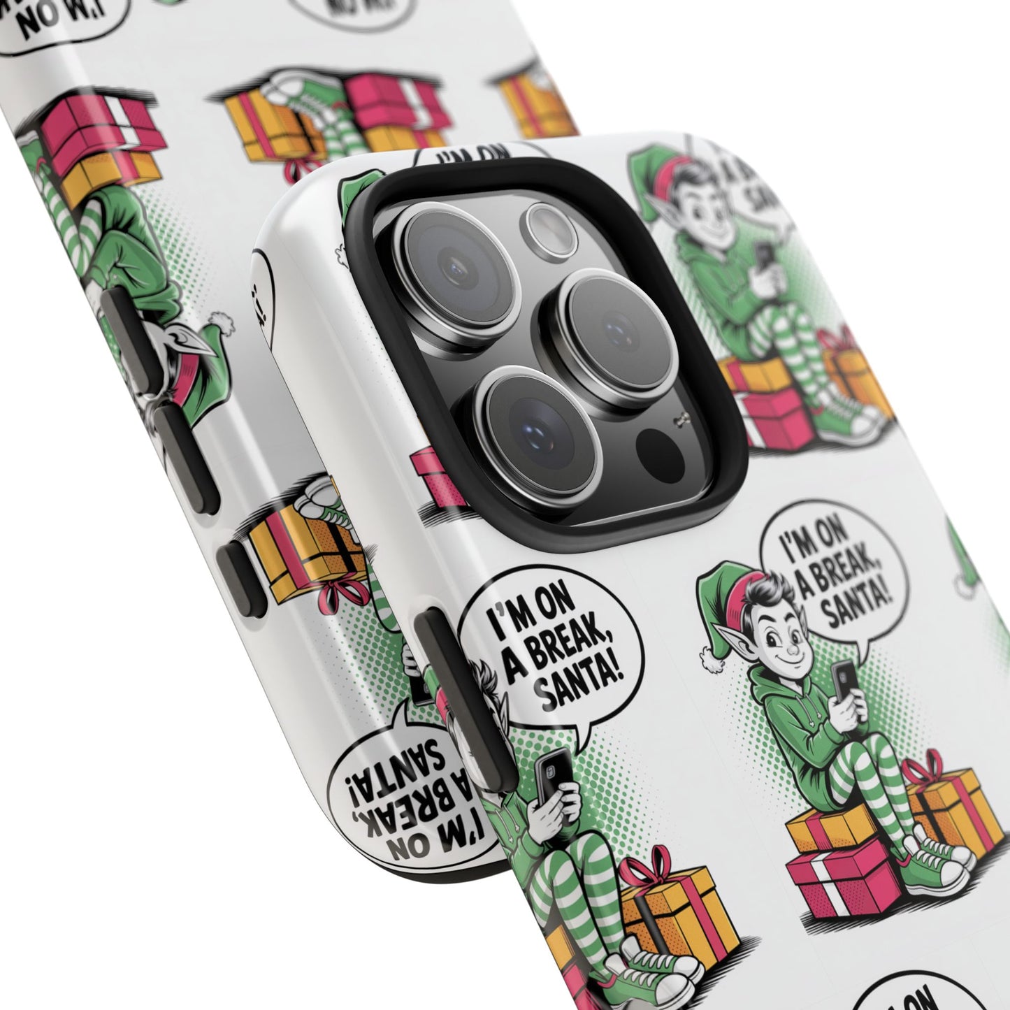 Christmas Elf Tough Phone Case - I'm on a Break, Santa Pattern!