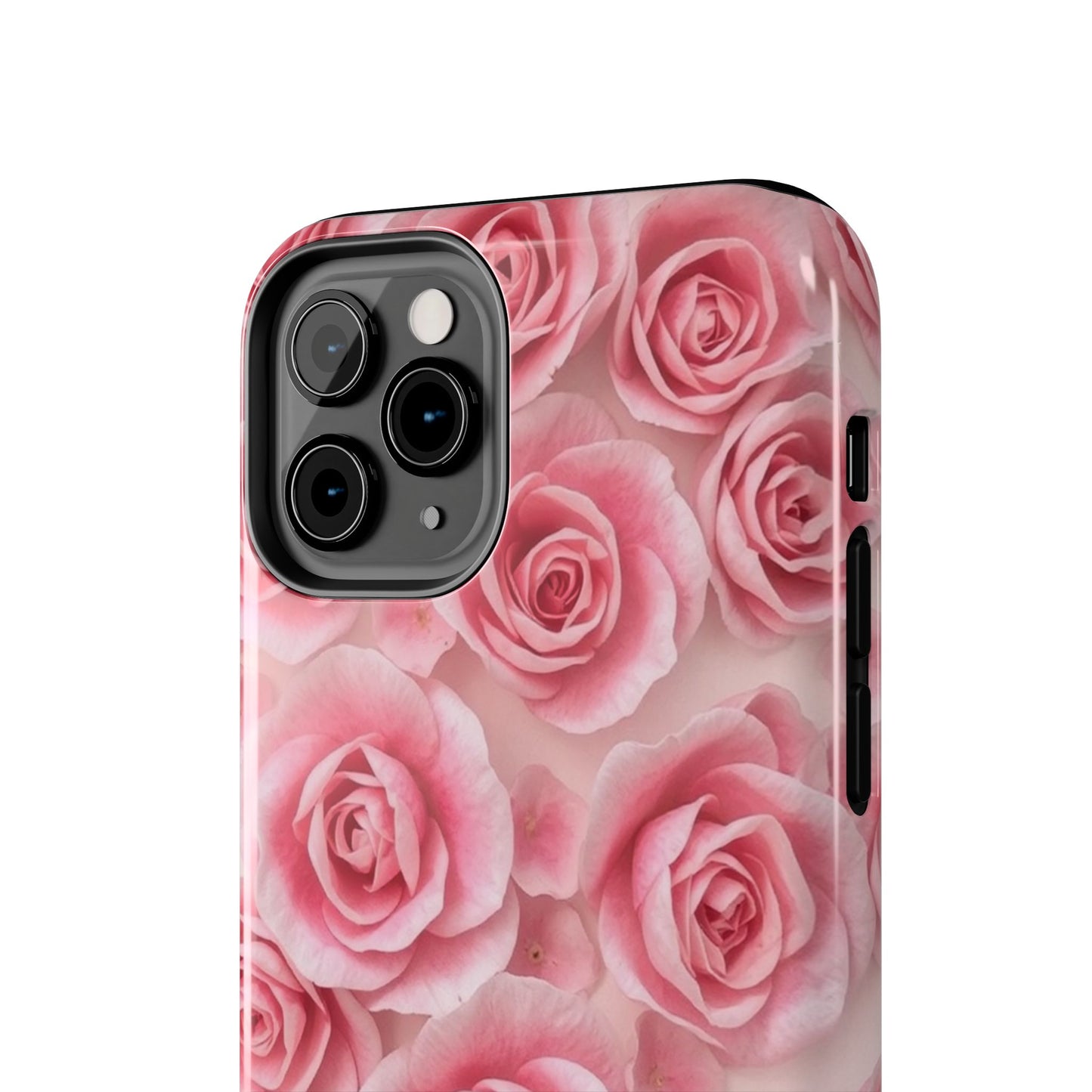 Floral Tough Phone Case - Pink Rose Design, Durable Protection for Flower Lovers
