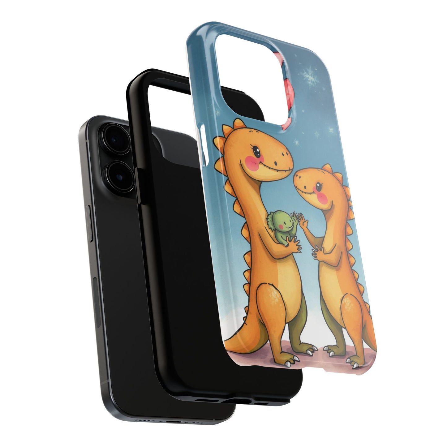 Dino Love Tough Phone Case - Cute & Durable Design for Kids & Parents