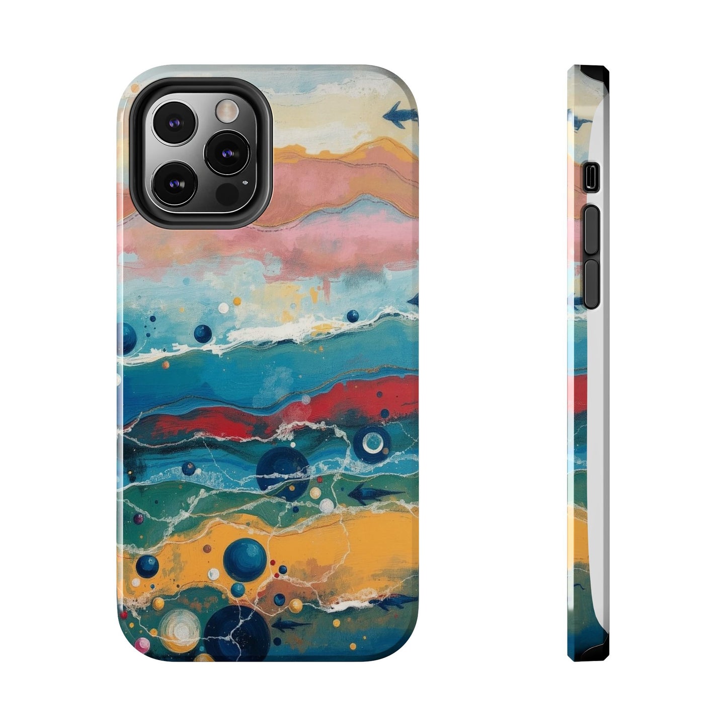 Artistic Tough Phone Case - Vibrant Waves Design for Unique Style