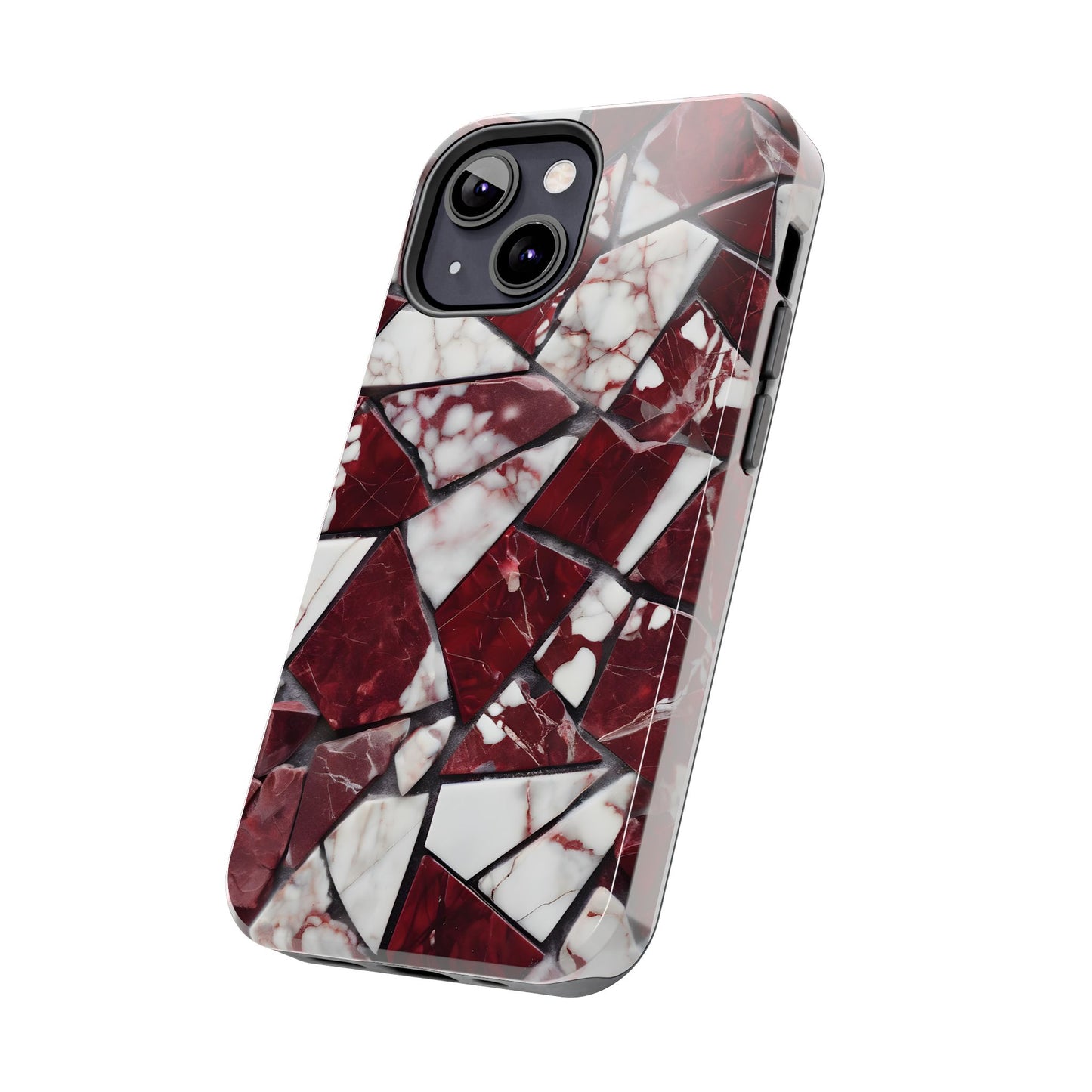 Shattered Dark Red Marble Pattern Tough Phone Case - Durable & Stylish Protection for iPhone