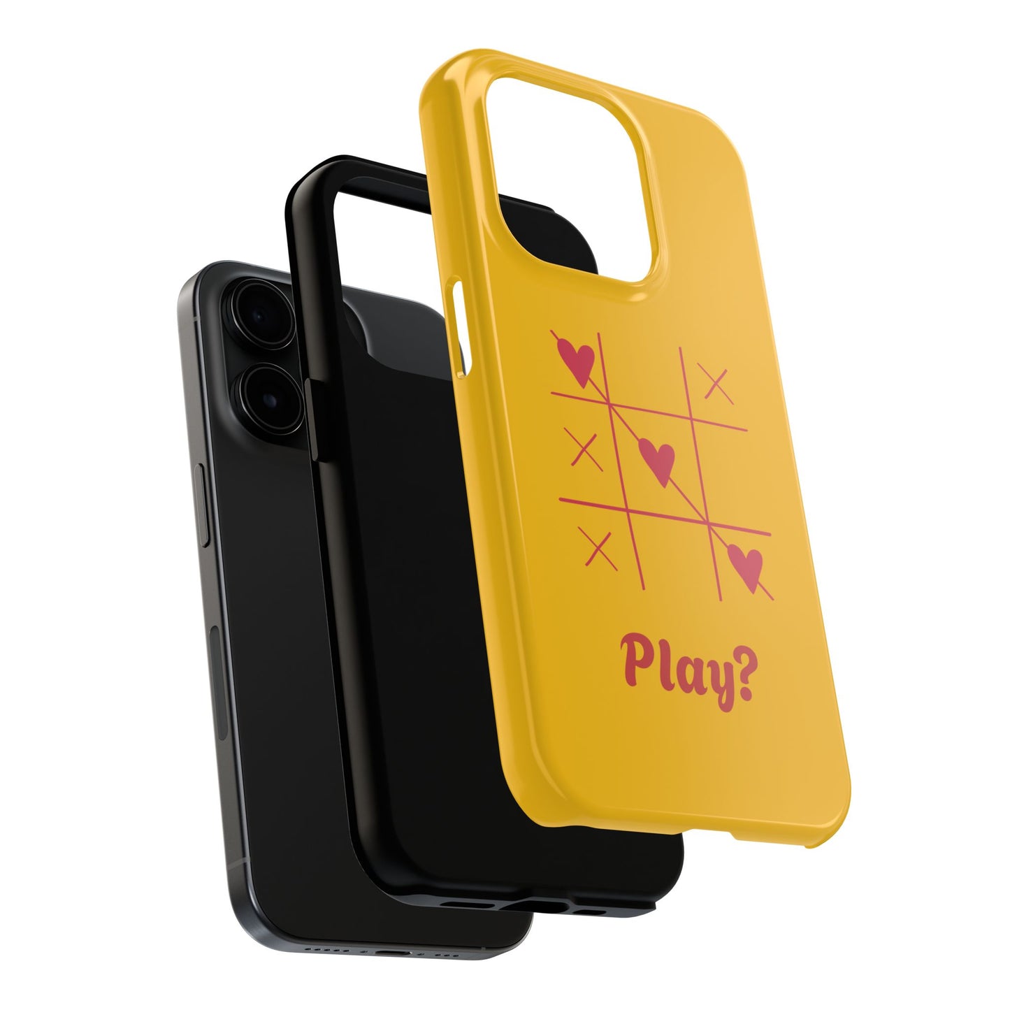 Heart Game Tough Phone Case - Fun Yellow Design for Gamers & Loved Ones - for iPhone