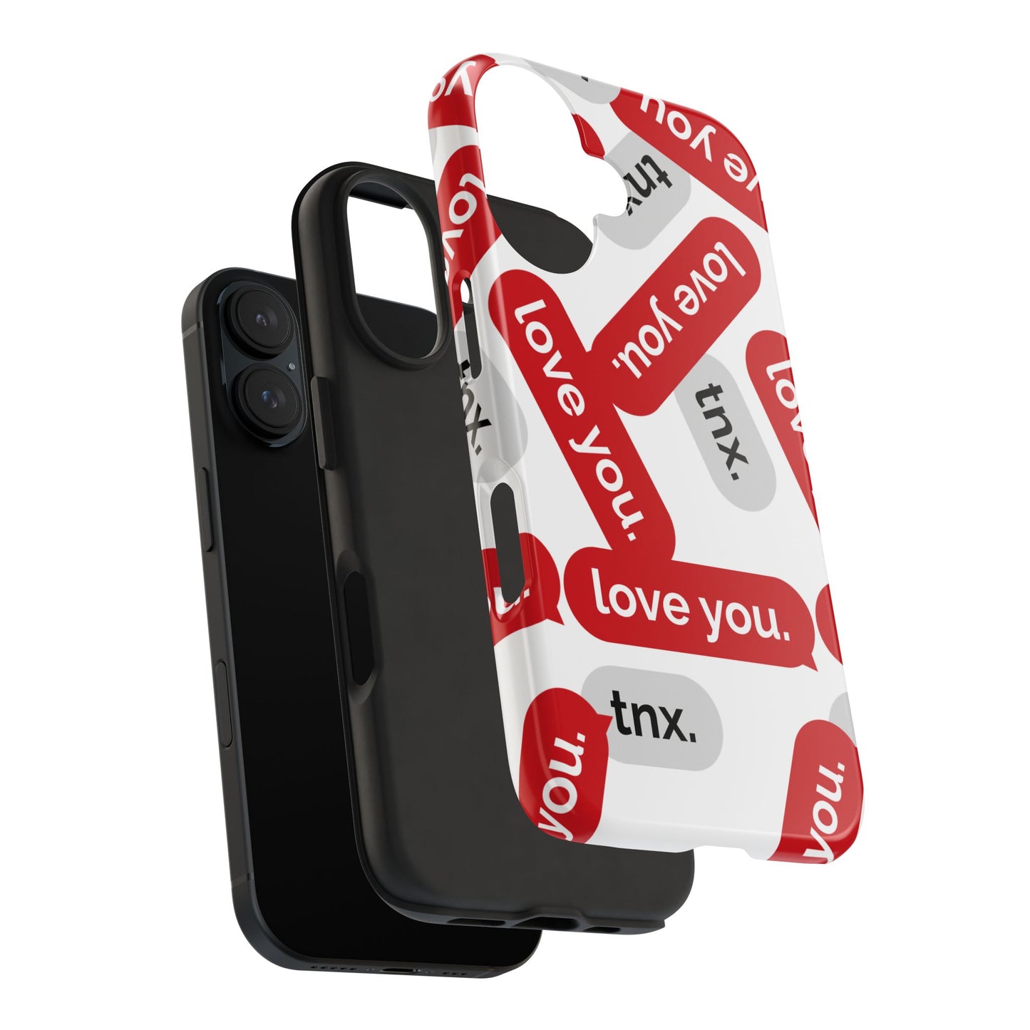 Love You&Tnx Tough Phone Case - Stylish and Protective for iPhone