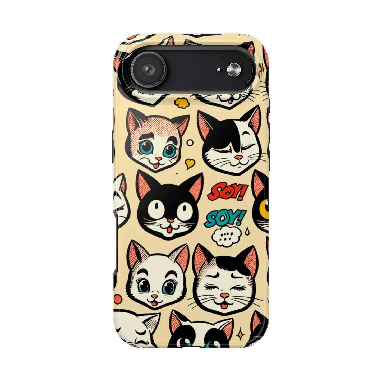 Playful Cat-Themed Tough Phone Case - Pet Pattern - for iPhone
