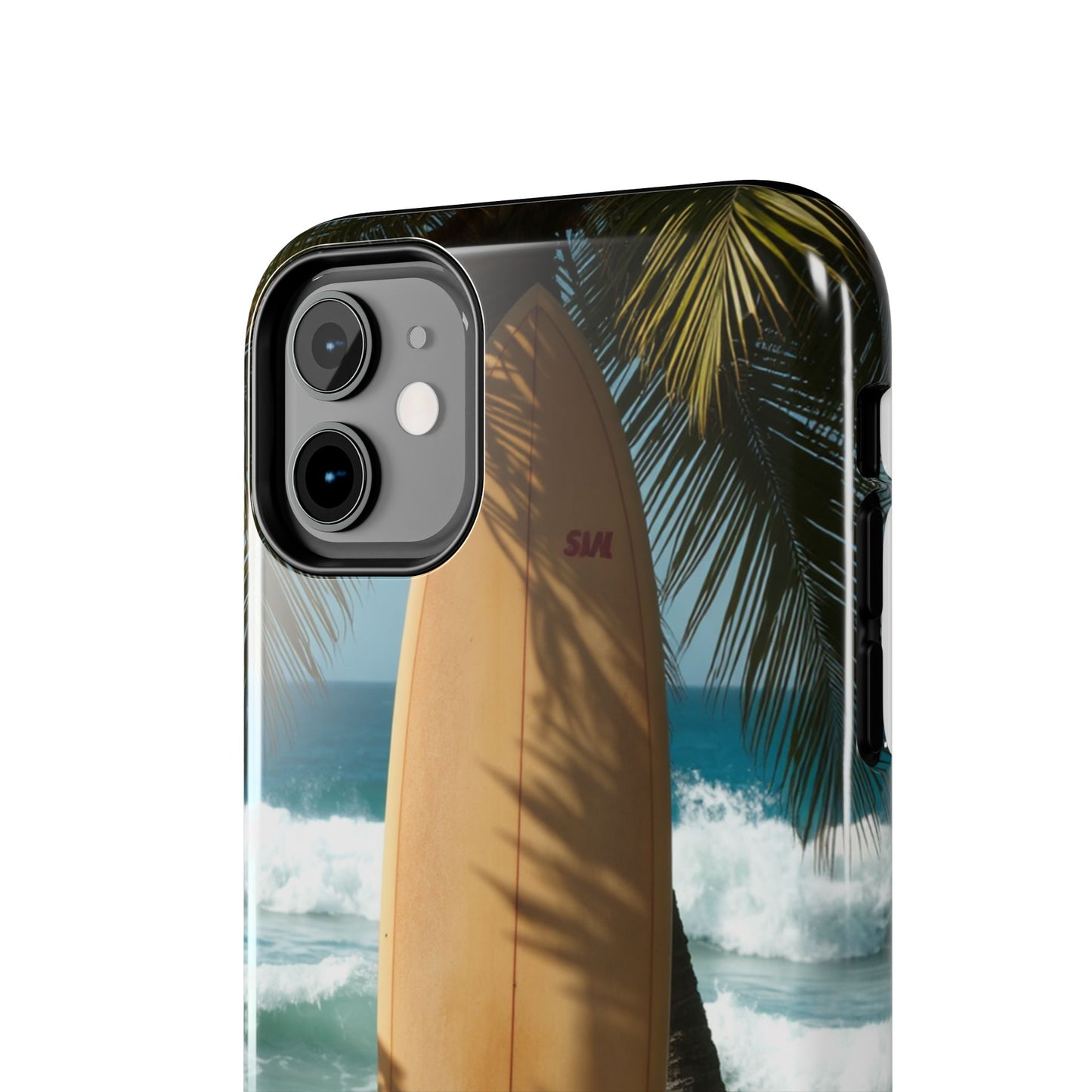 Tough Surfing Phone Case - Beach Vibes with Palm Trees & Surfboard