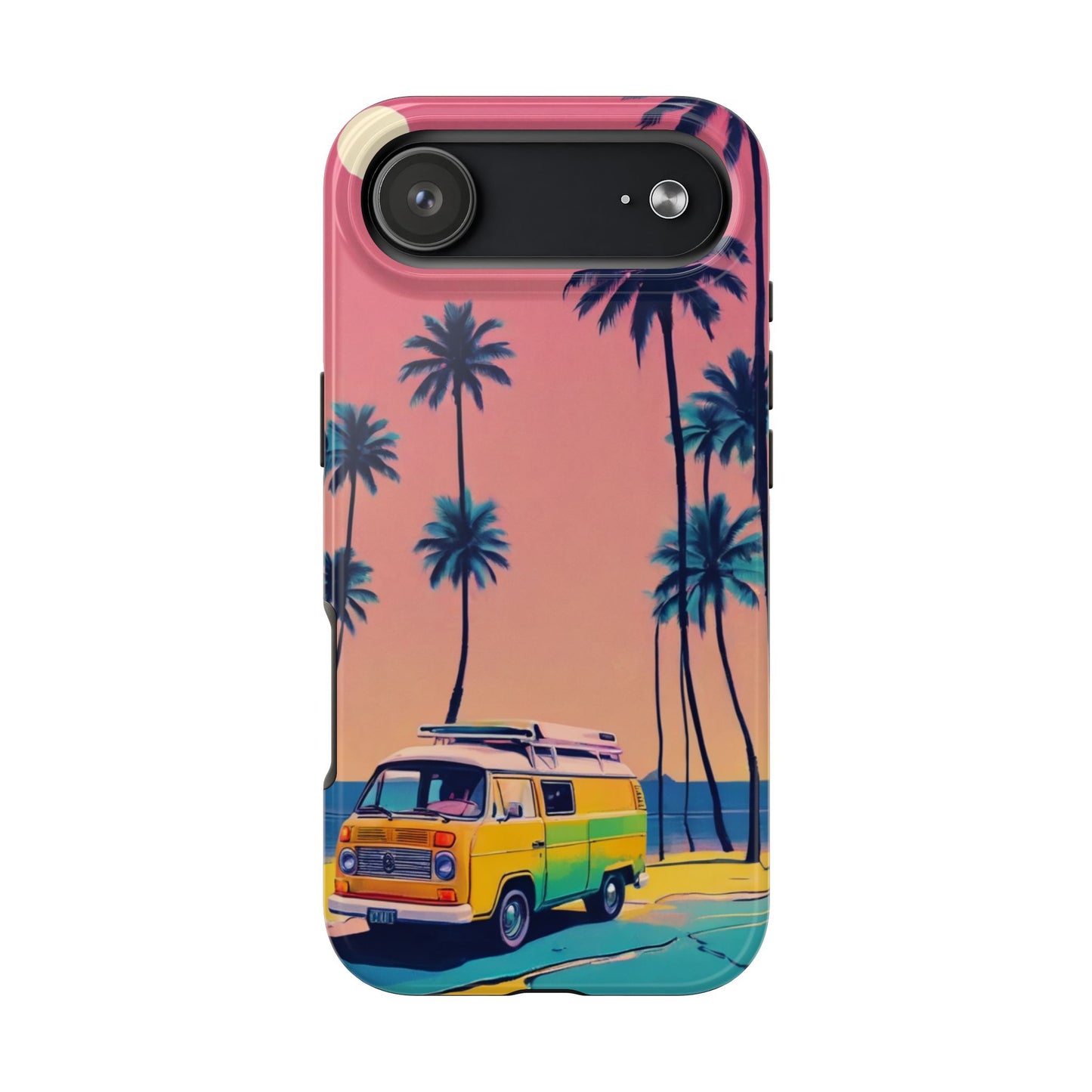 Tropical Beach Vibe Tough Phone Case - Vintage Van Design - for iPhone