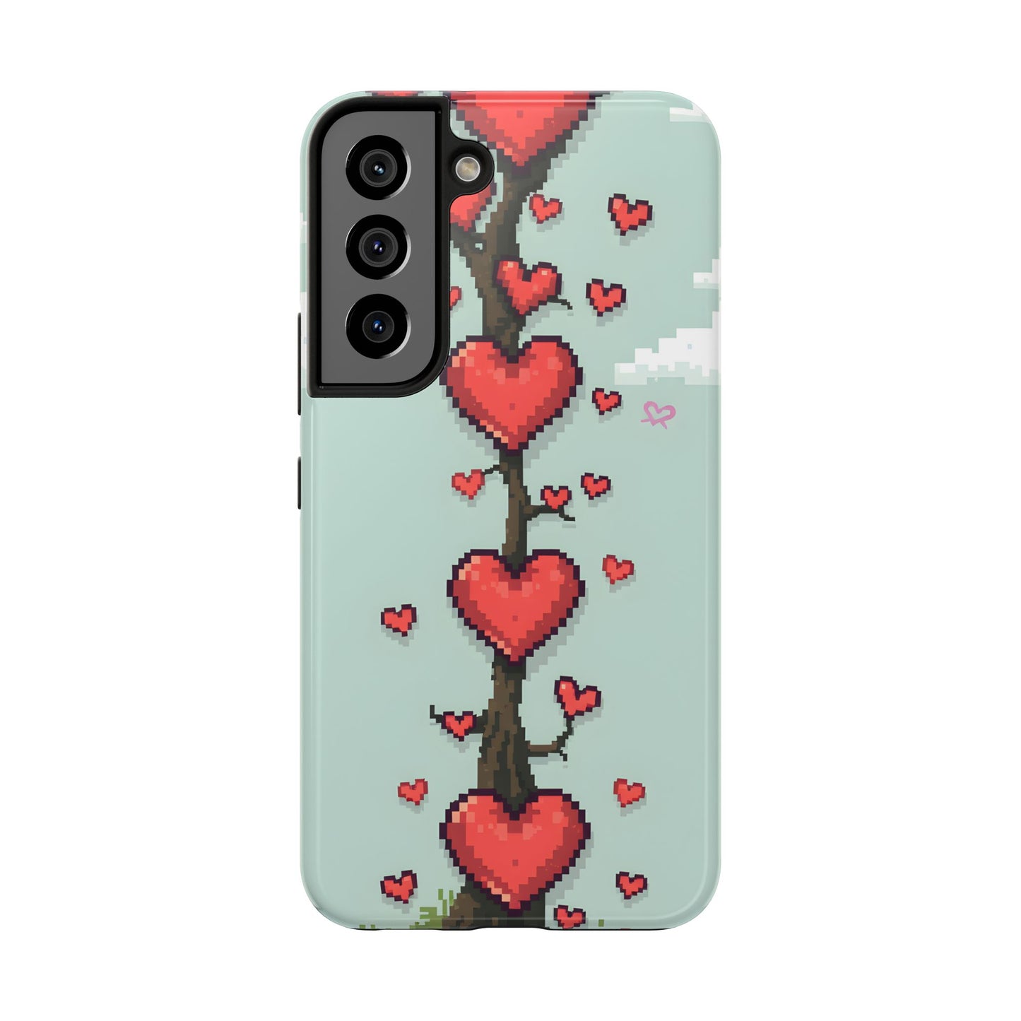 Pixelated Love Hearts Tree | Tough Phone Case - Cute Design - for iPhone