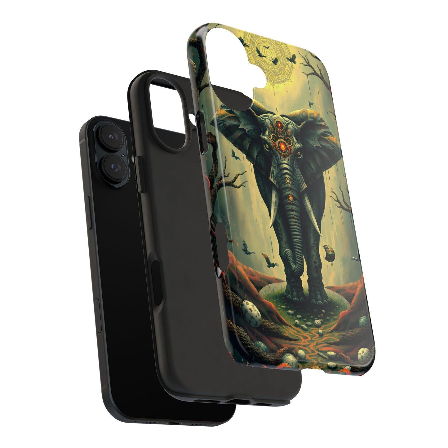 Mystical Forest Elephant Tough Phone Case | Vibrant Design for Nature Lovers - for iPhone
