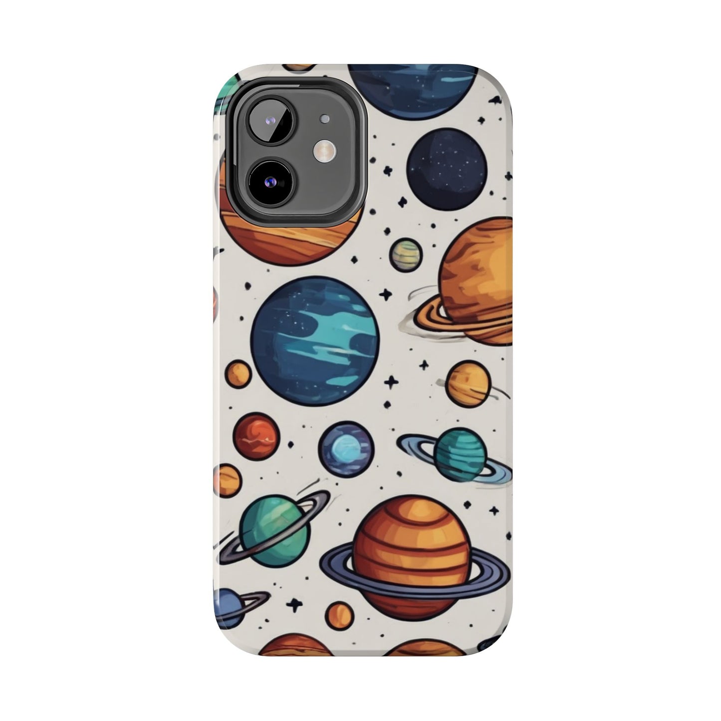 Cosmic Galaxy Tough Phone Case - Planetary Cartoon Design - for iPhone