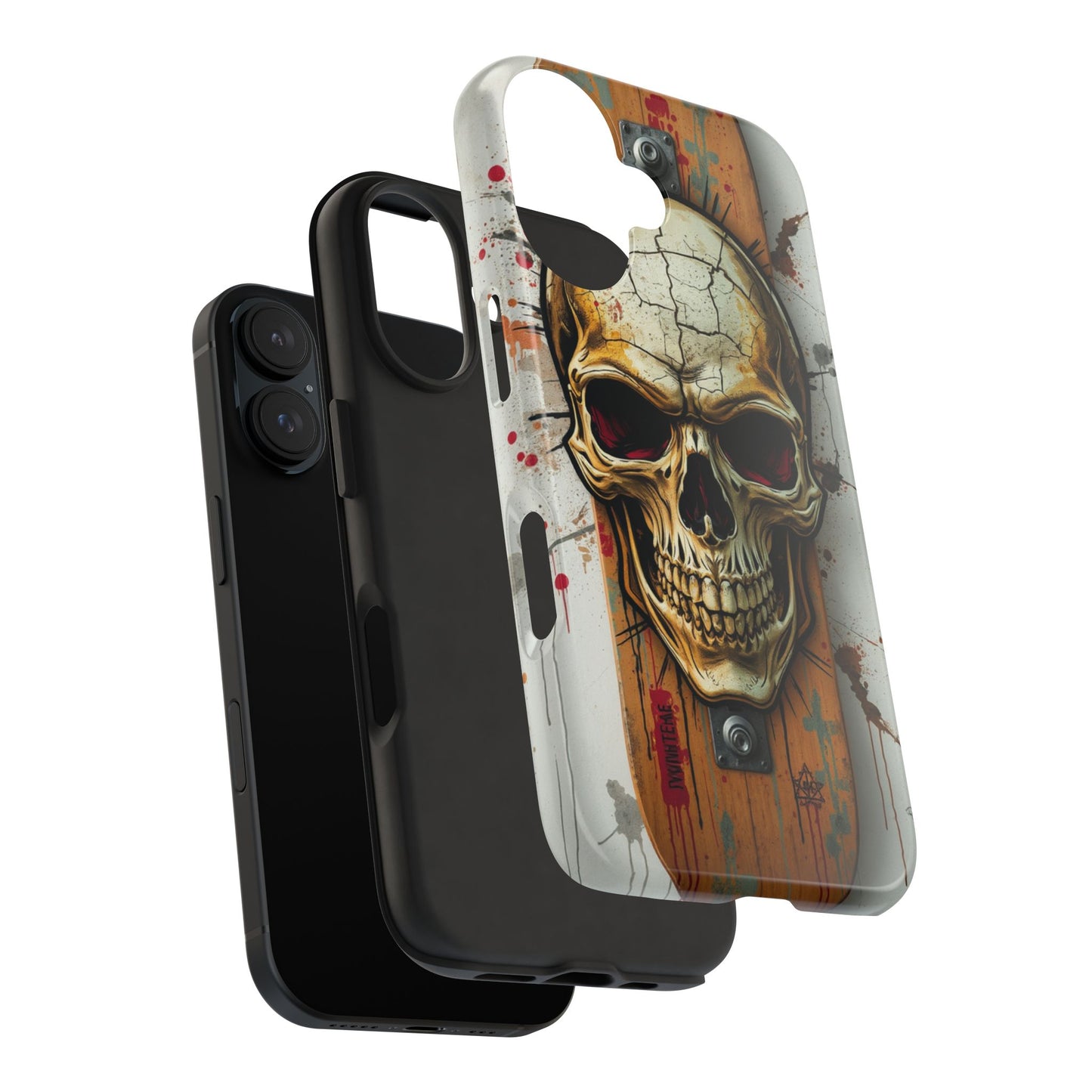 Edgy Skull Tough Phone Case - Durable Protection for Skateboard Enthusiasts