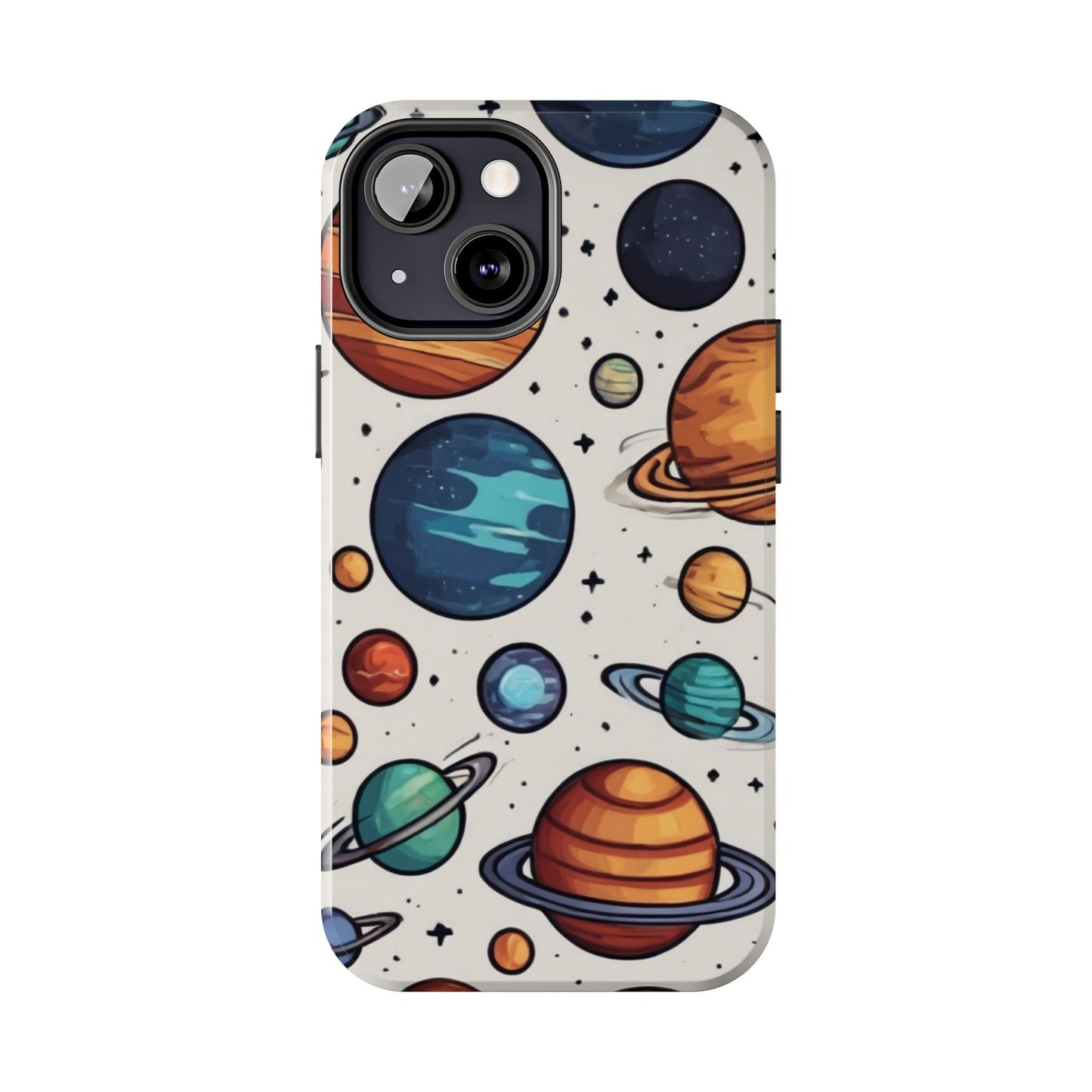 Cosmic Galaxy Tough Phone Case - Planetary Cartoon Design - for iPhone