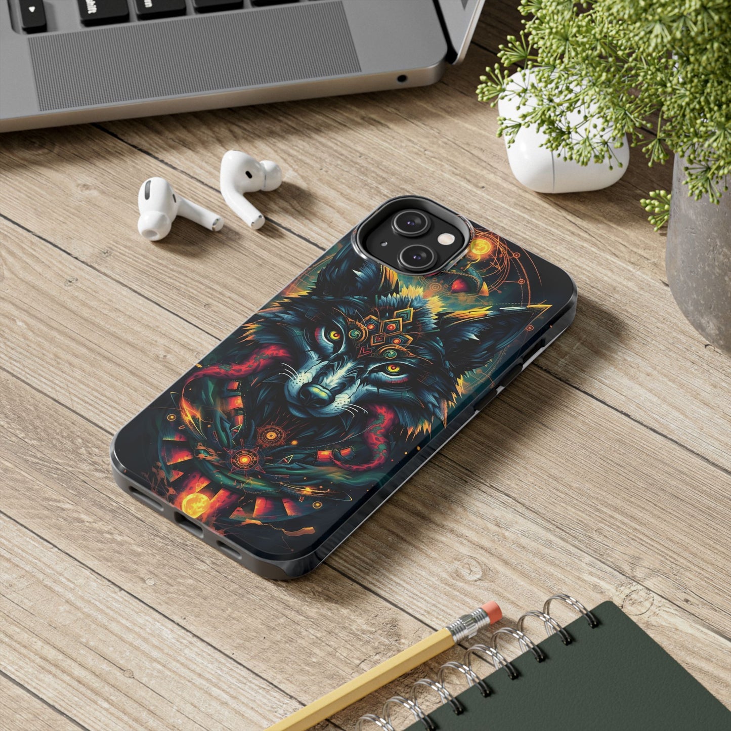 Vibrant Mystical Wolf Art Tough Phone Case - Durable & Unique Design for Animal Lovers - for iPhone