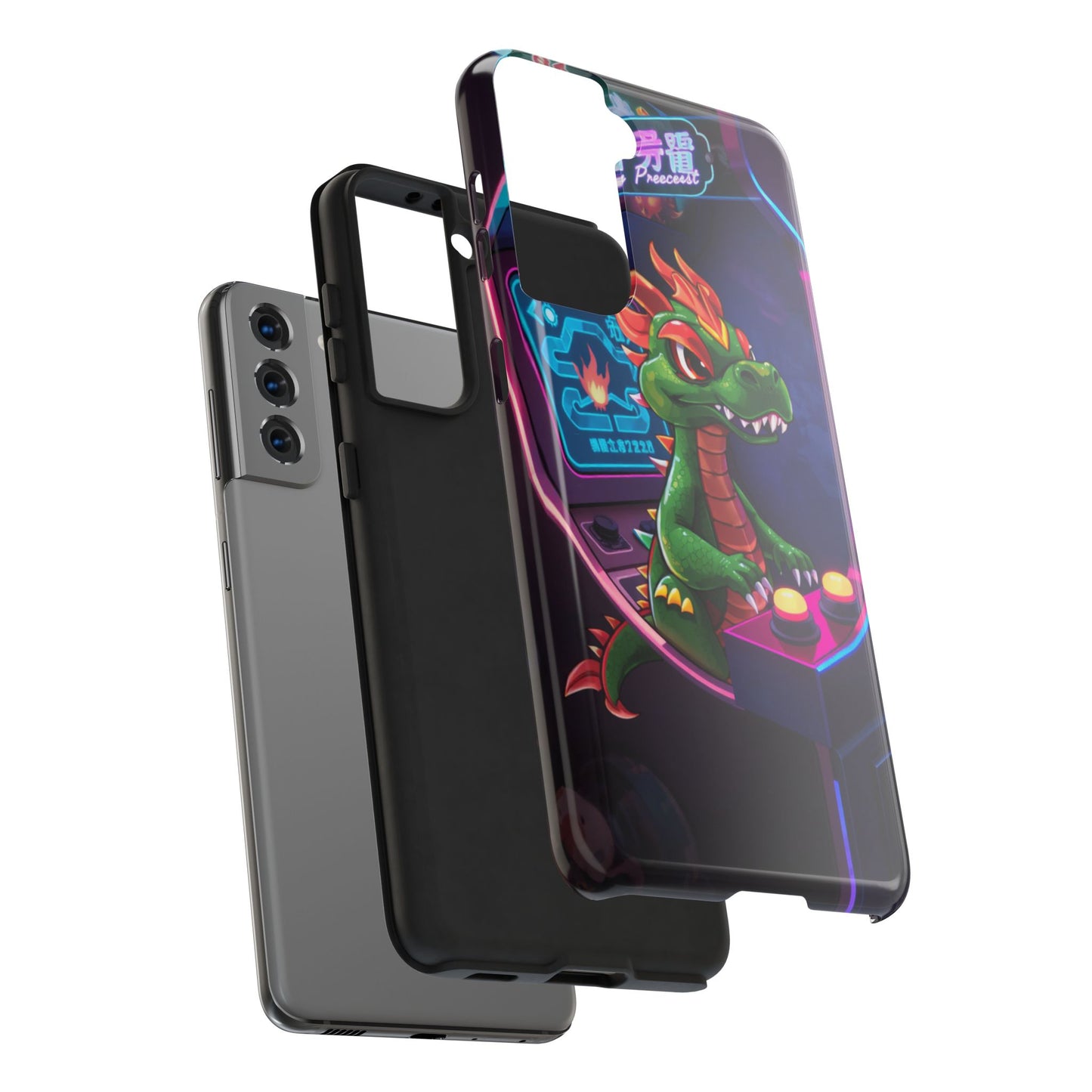 Retro Gamer Tough Phone Case with Dragon Design