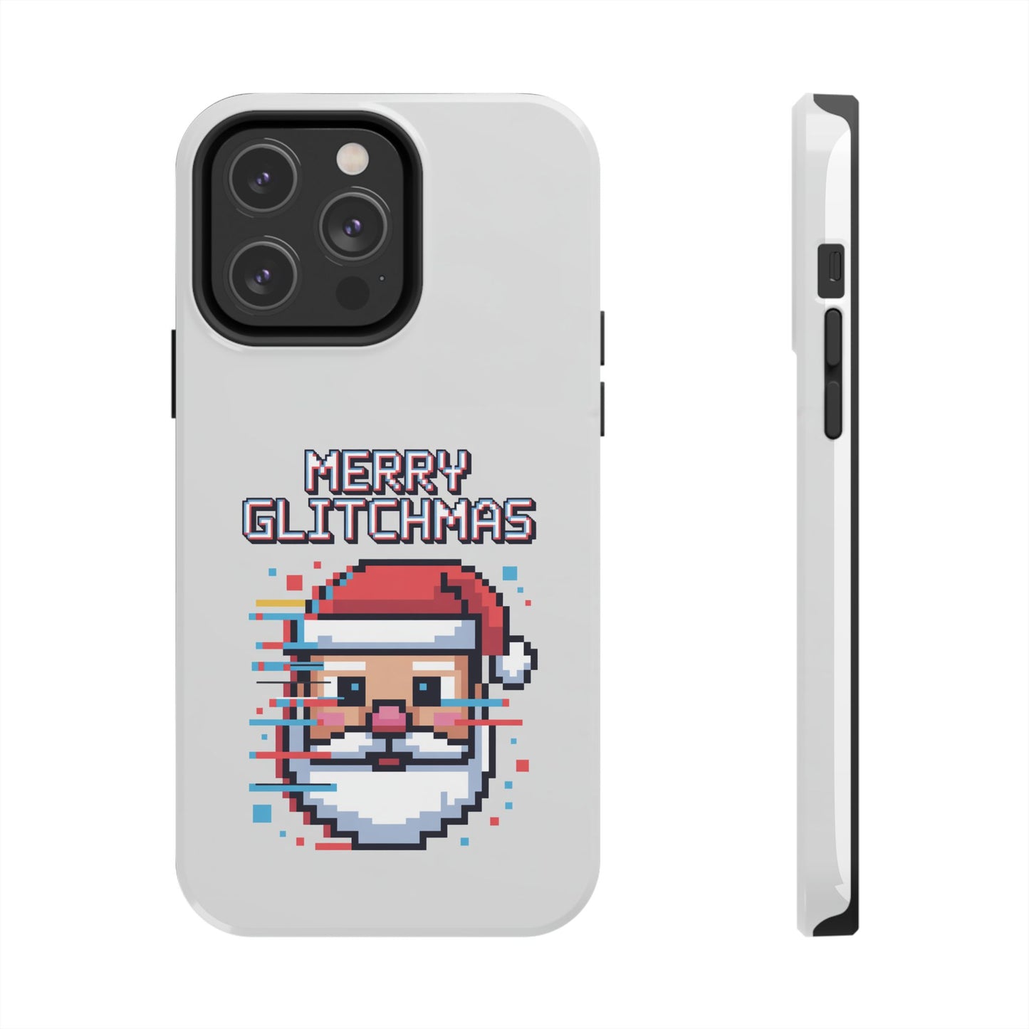 Merry Glitchmas Phone Case - Christmas Pixel Art Design for iPhone