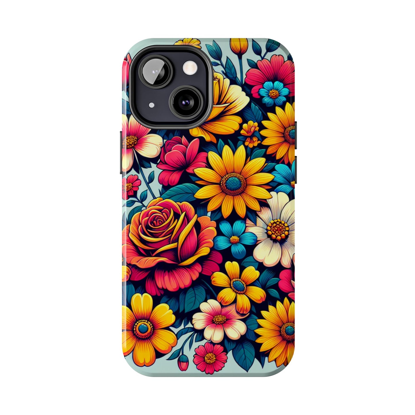 Vibrant Floral Tough Phone Case - Colorful Flower Design - for iPhone