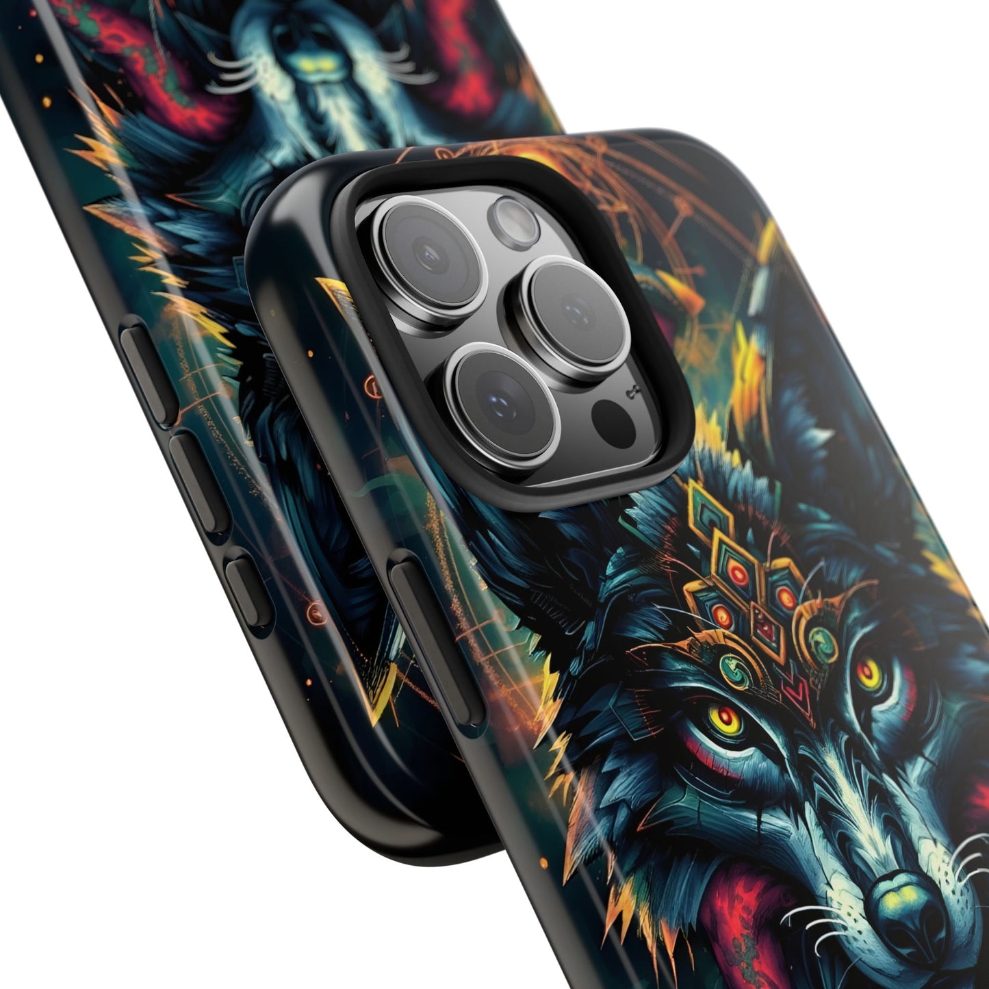Vibrant Mystical Wolf Art Tough Phone Case - Durable & Unique Design for Animal Lovers - for iPhone