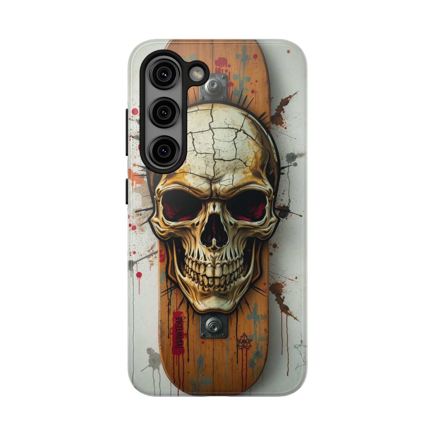 Edgy Skull Tough Phone Case - Durable Protection for Skateboard Enthusiasts