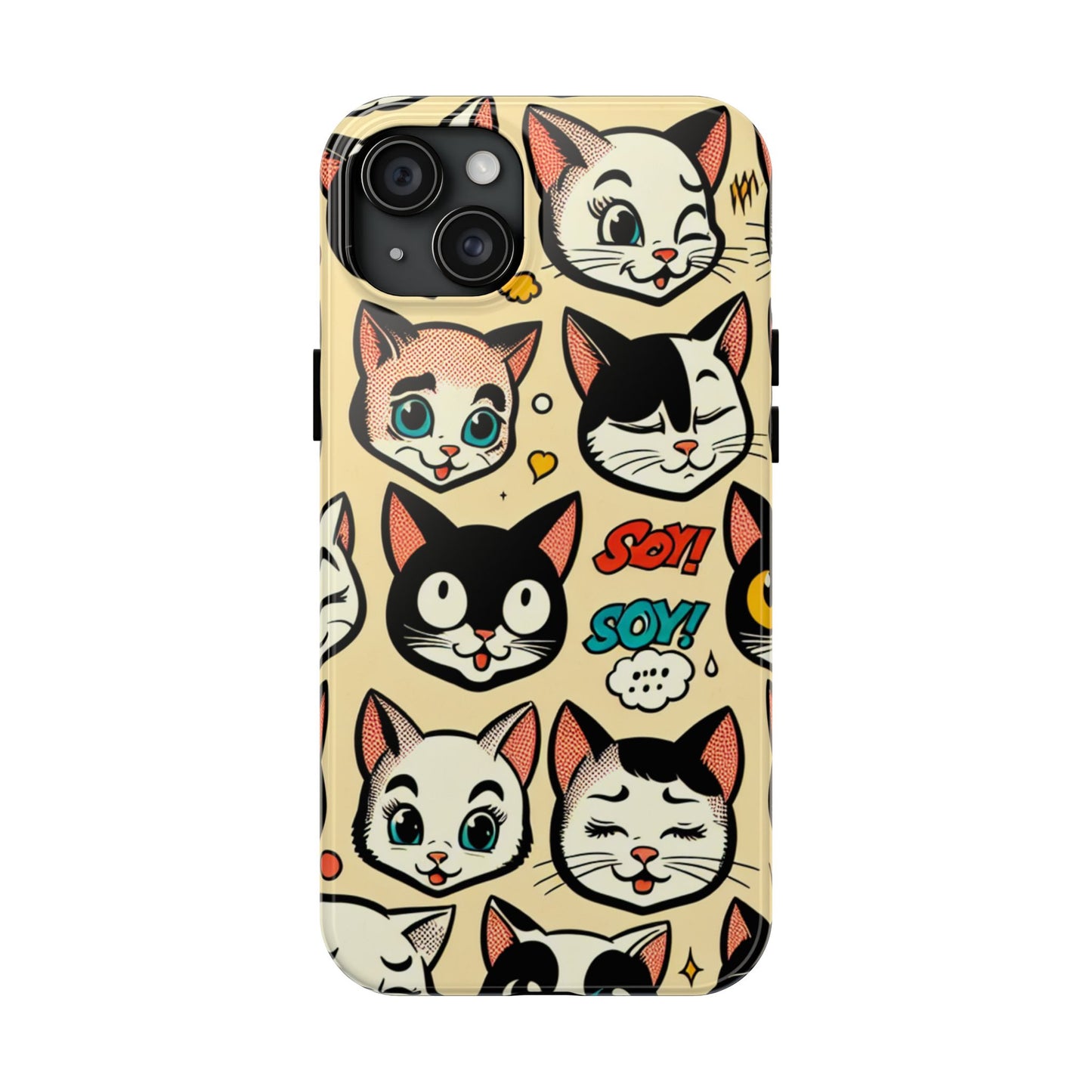Playful Cat-Themed Tough Phone Case - Pet Pattern - for iPhone