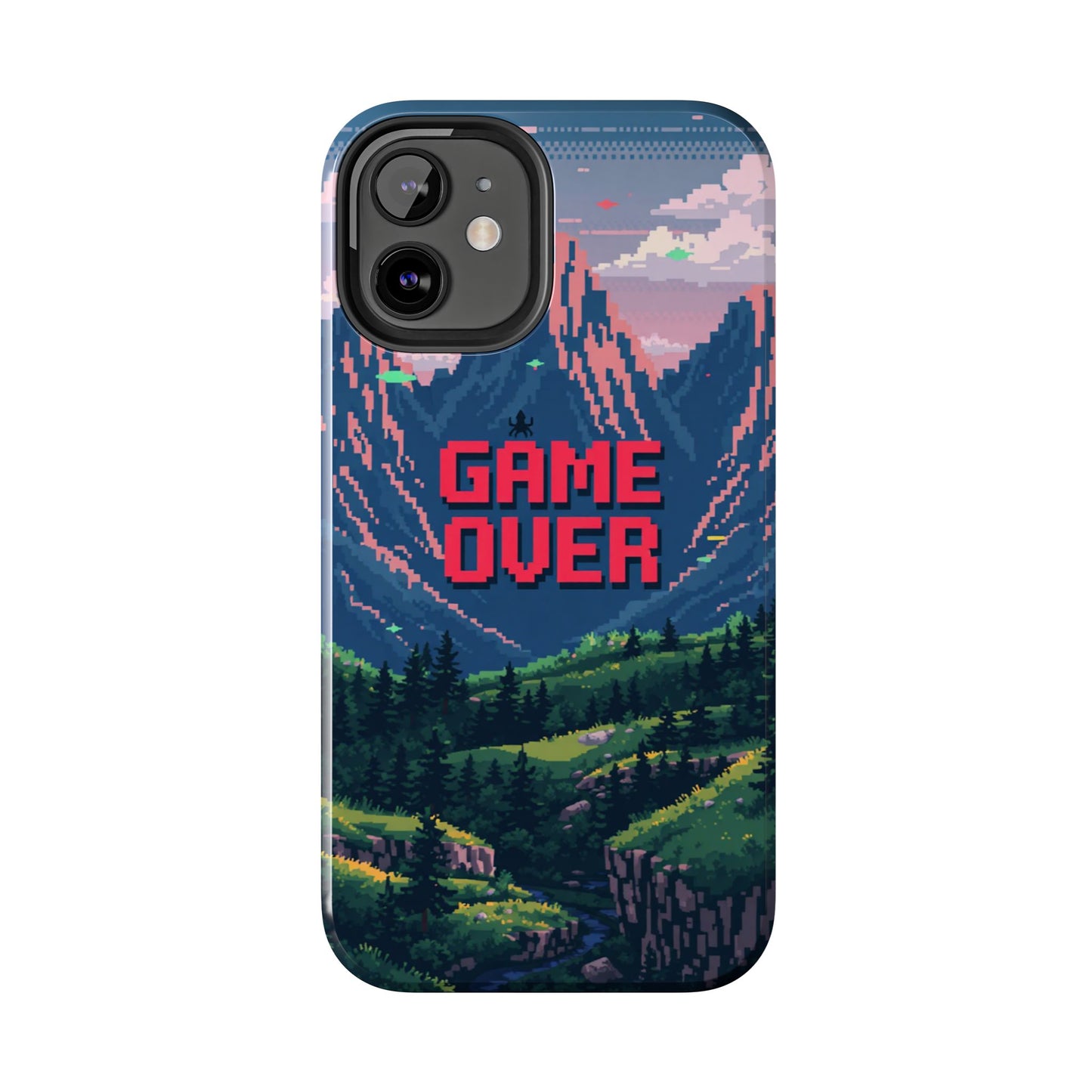 Pixel Art Tough Phone Case - 'Game Over' Design for Gamers