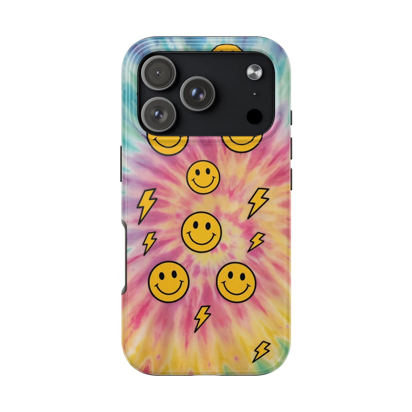 Colorful Smiley Lightning Tough Phone Case - Fun & Durable