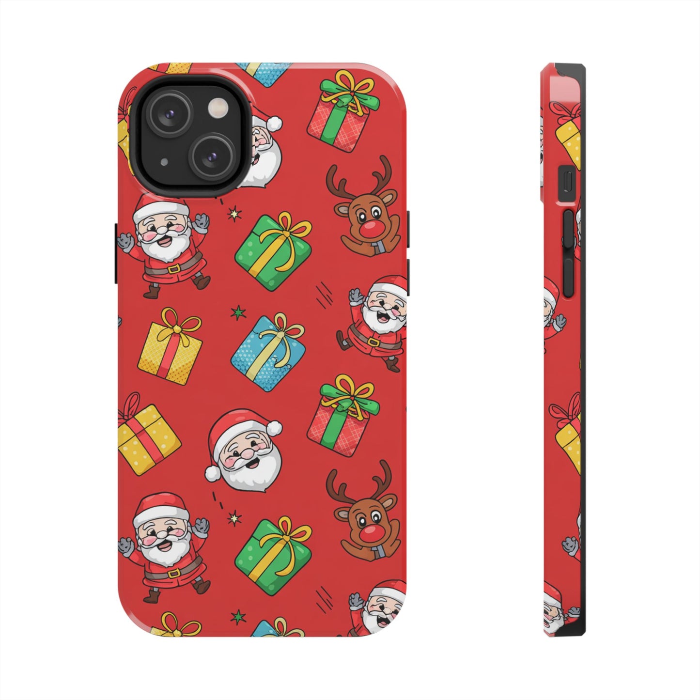 Festive Santa and Reindeer Tough Phone Case - Christmas Holiday Design