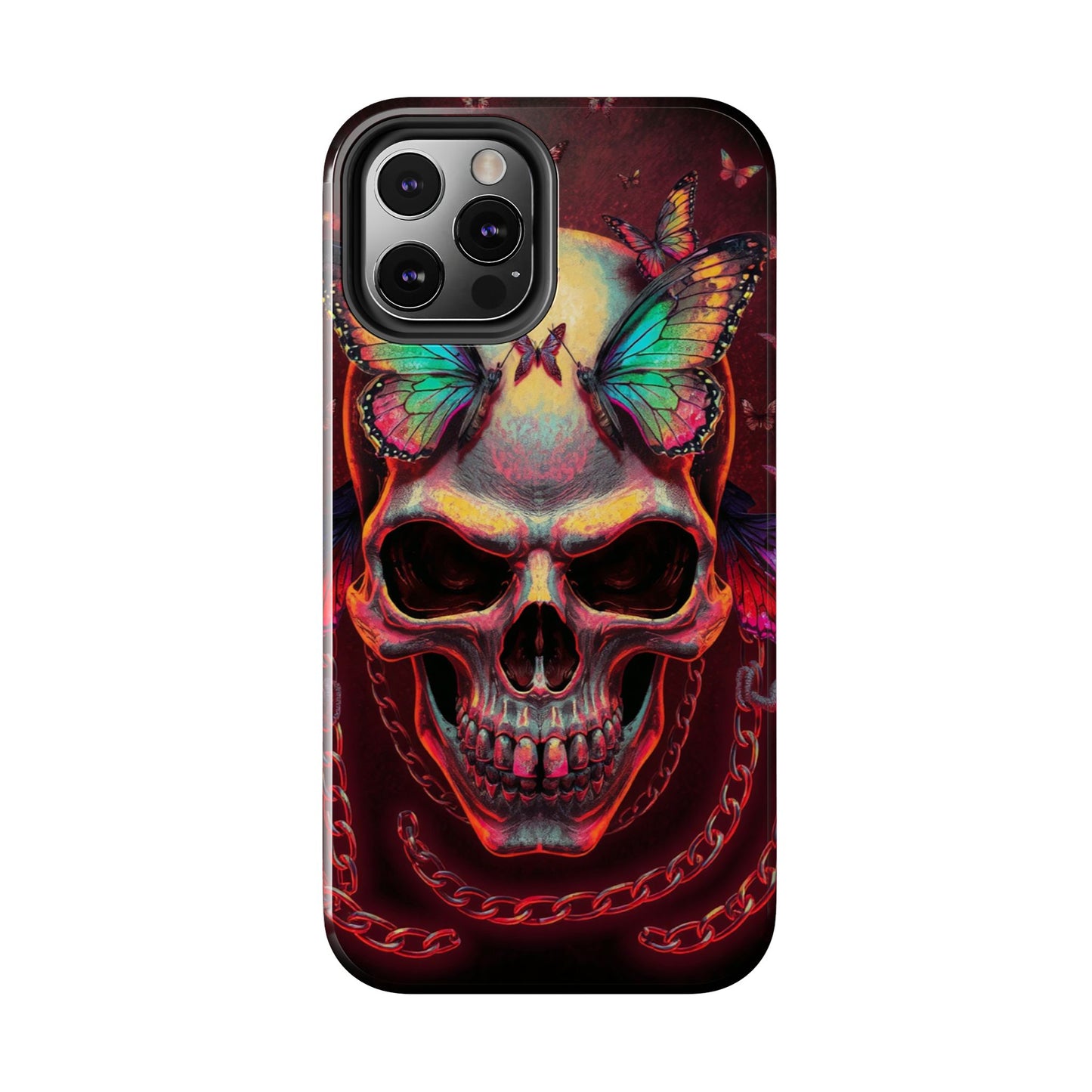 Gothic Skull Phone Case with Butterflies - Durable Tough Phone Case