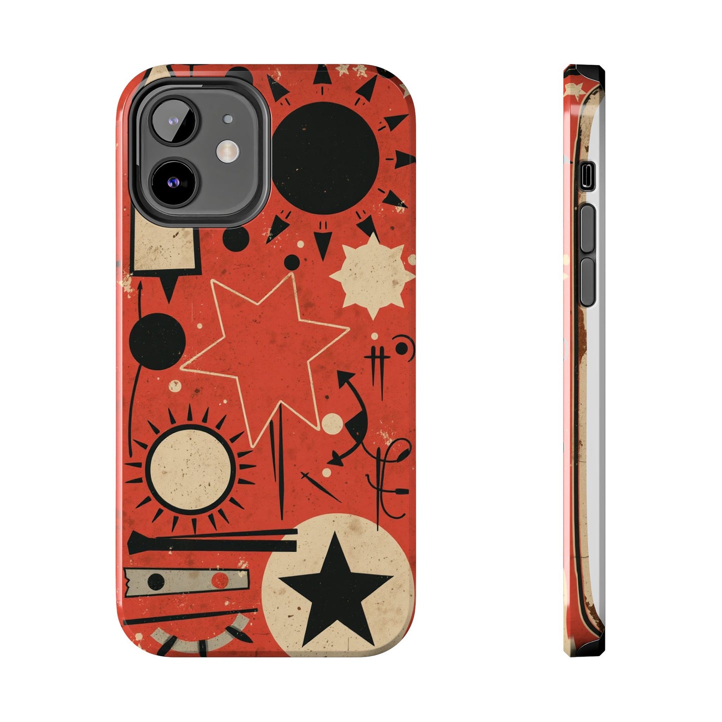 Retro Bold Tough Phone Case - Unique Geometric Design - for iPhone