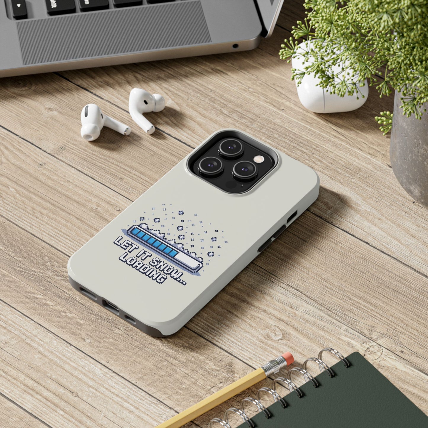 Snowy Vibe Tough Phone Case - Let It Snow Loading Design Pixel Art