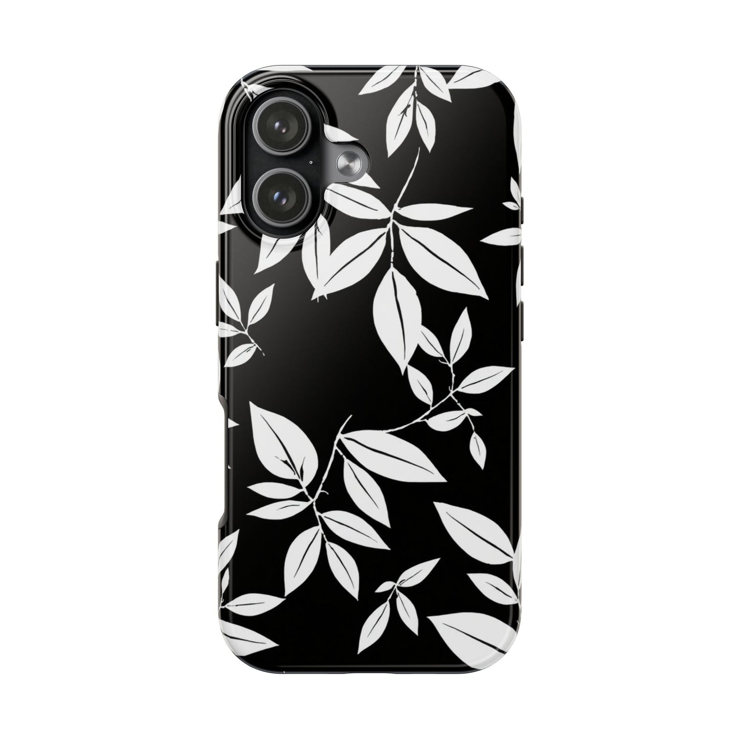 Chic Floral Tough Phone Case - Elegant Black & White Design for Stylish Protection