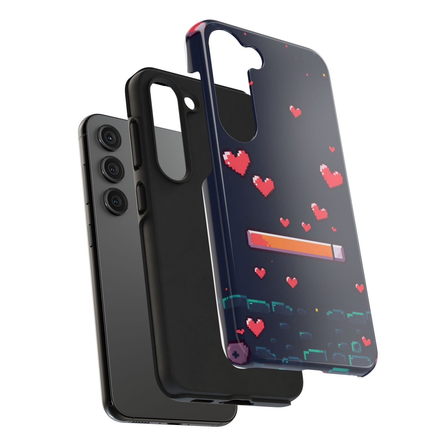Pixel Heart Tough Phone Case - Retro Gamer Style for Valentine's Day