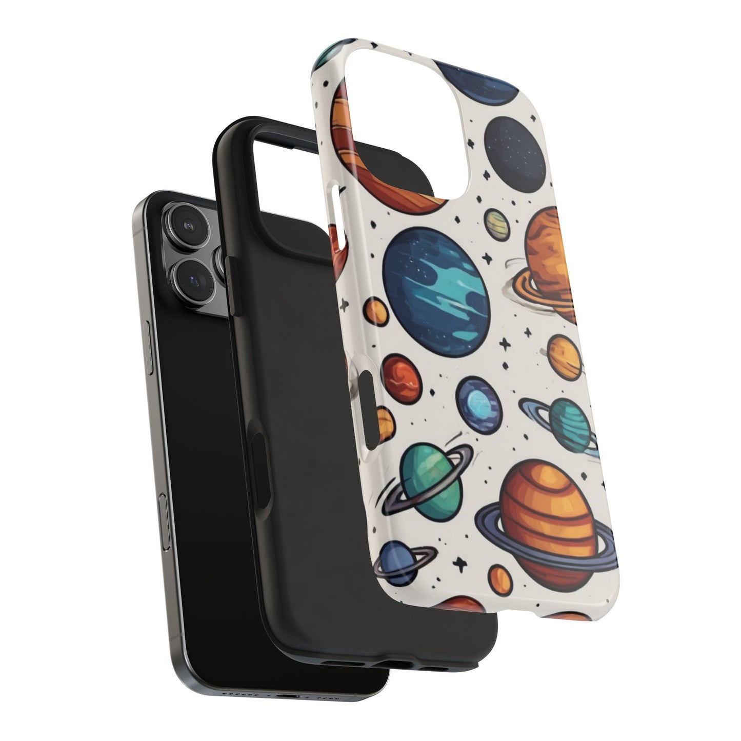 Cosmic Galaxy Tough Phone Case - Planetary Cartoon Design - for iPhone