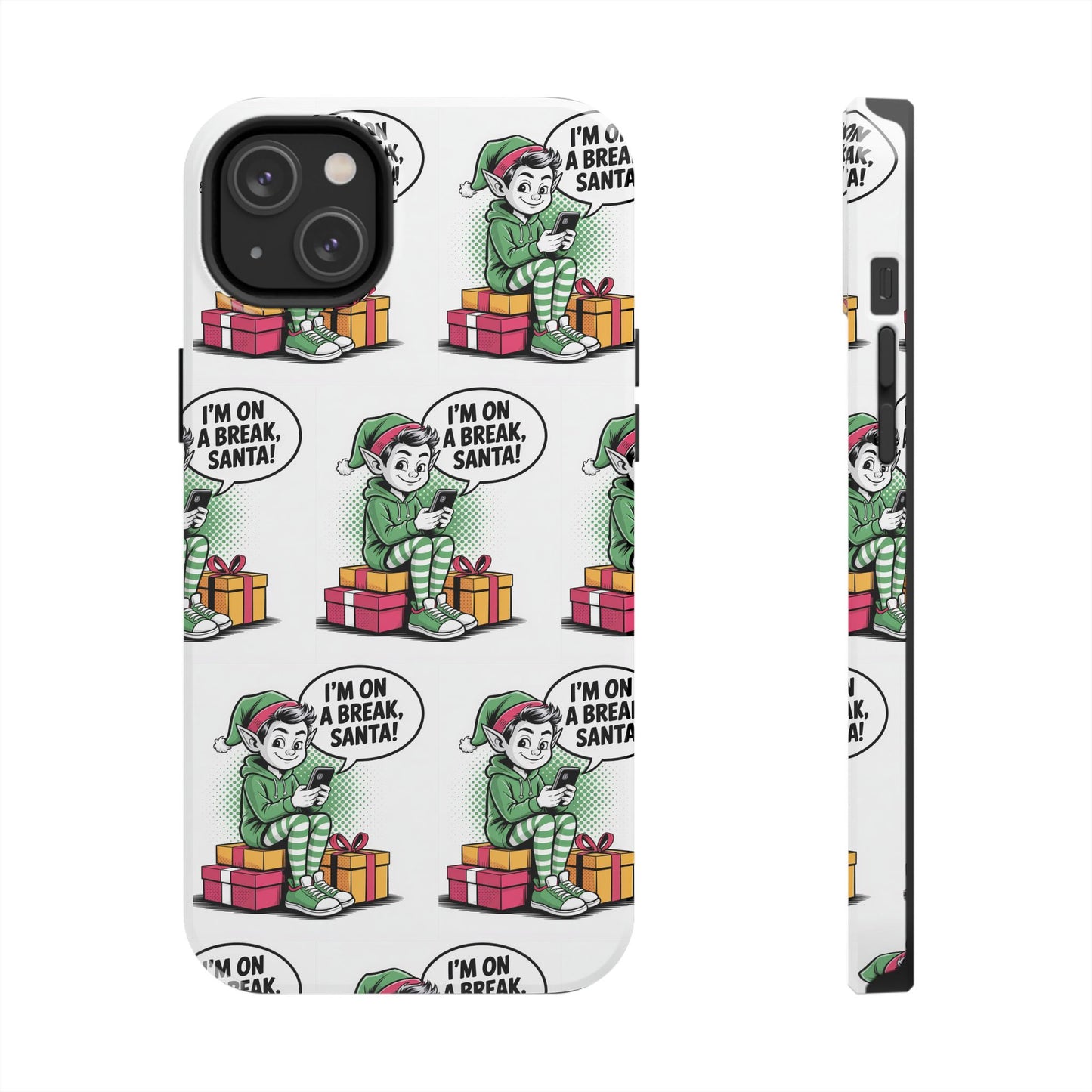 Christmas Elf Tough Phone Case - I'm on a Break, Santa Pattern!