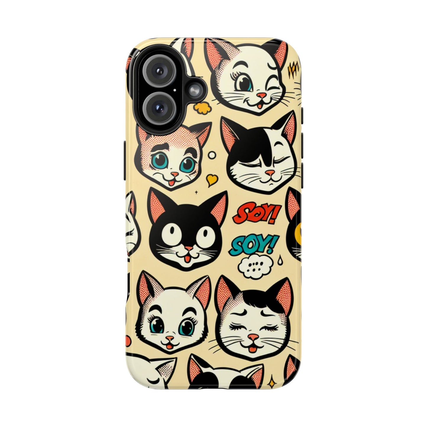 Playful Cat-Themed Tough Phone Case - Pet Pattern - for iPhone