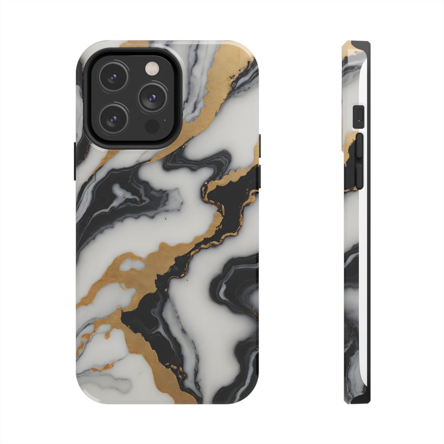Elegant Gold Marble Tough Phone Case - Stylish Protection for Your iPhone