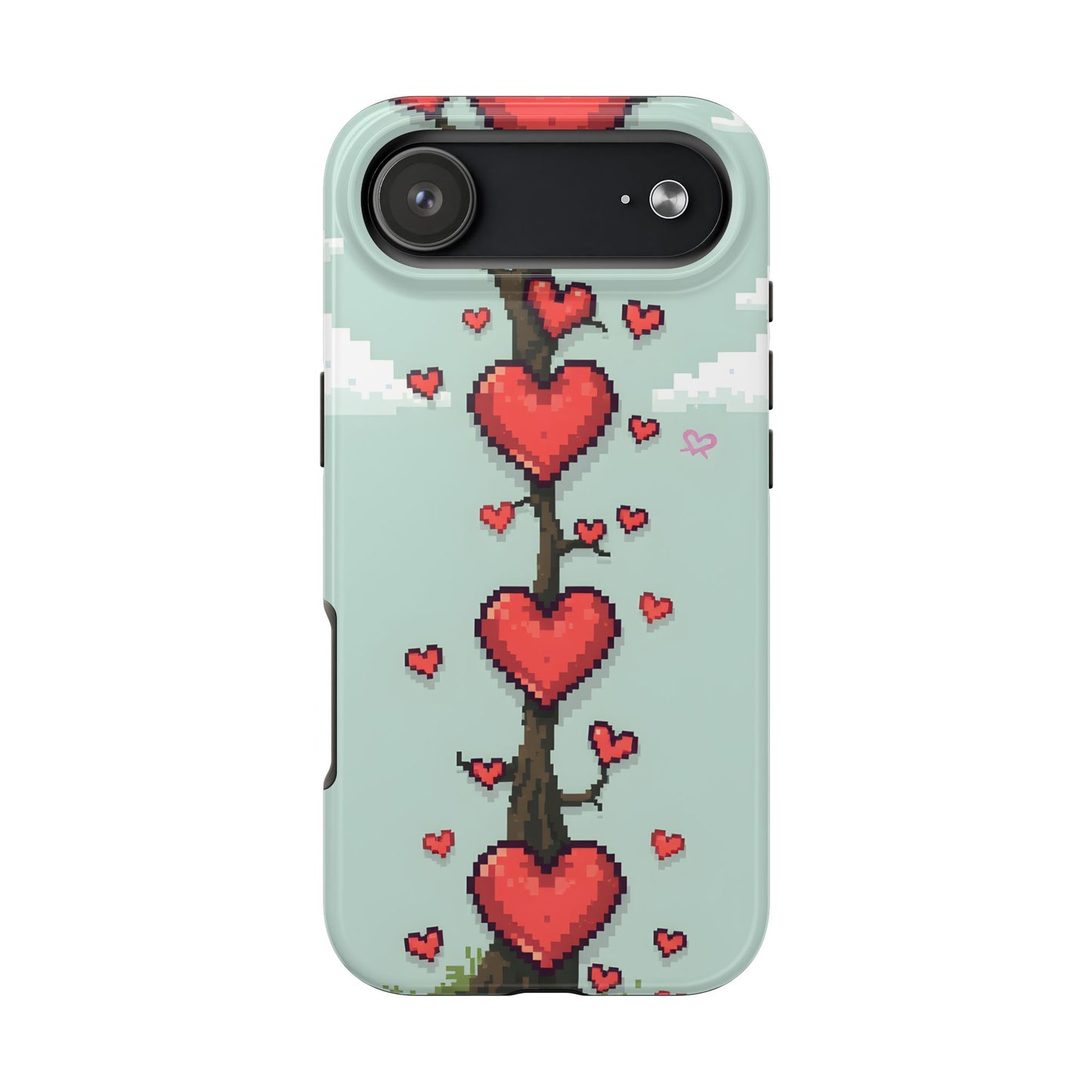 Pixelated Love Hearts Tree | Tough Phone Case - Cute Design - for iPhone