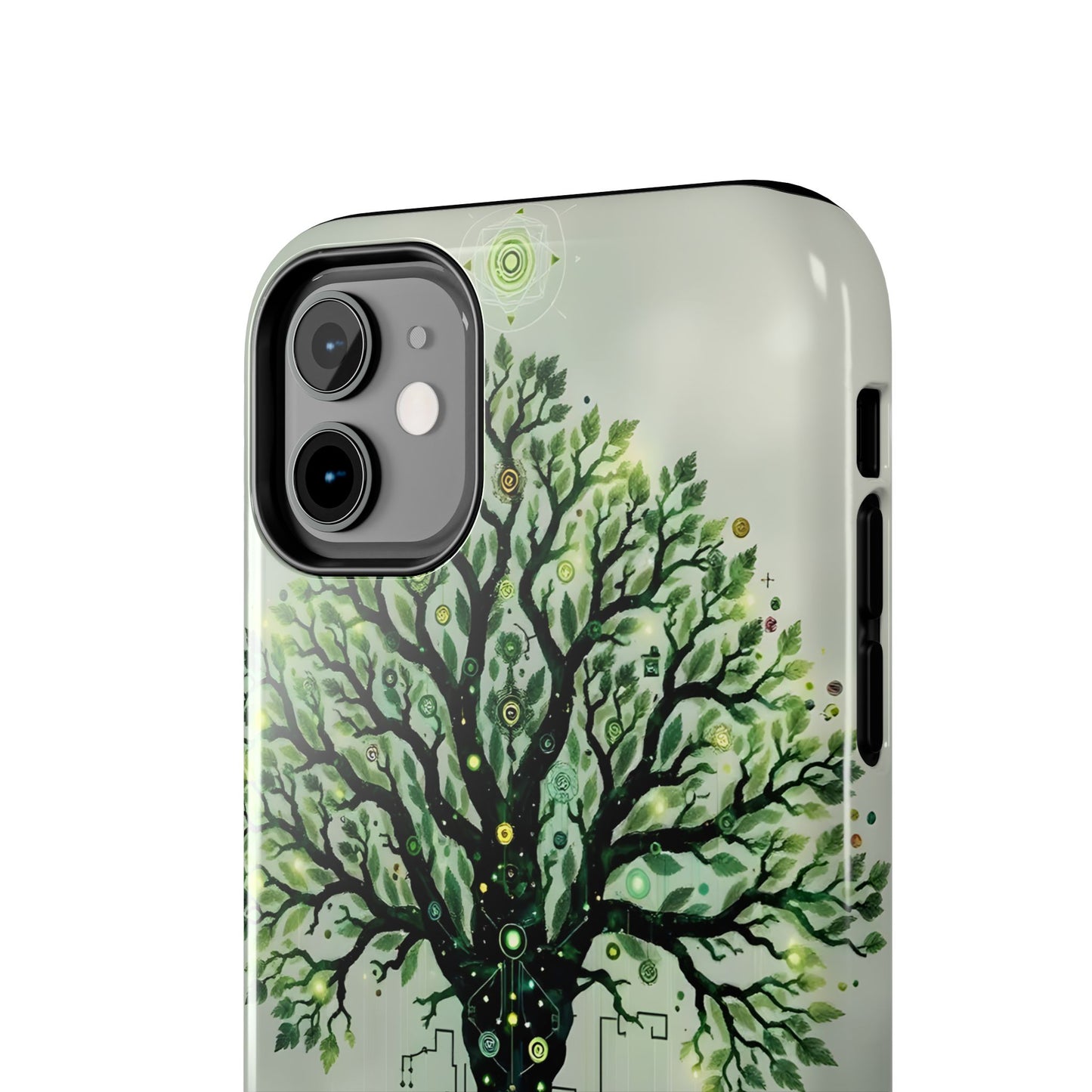Nature-Inspired Tough Phone Case with Tech Tree Design - for iPhone