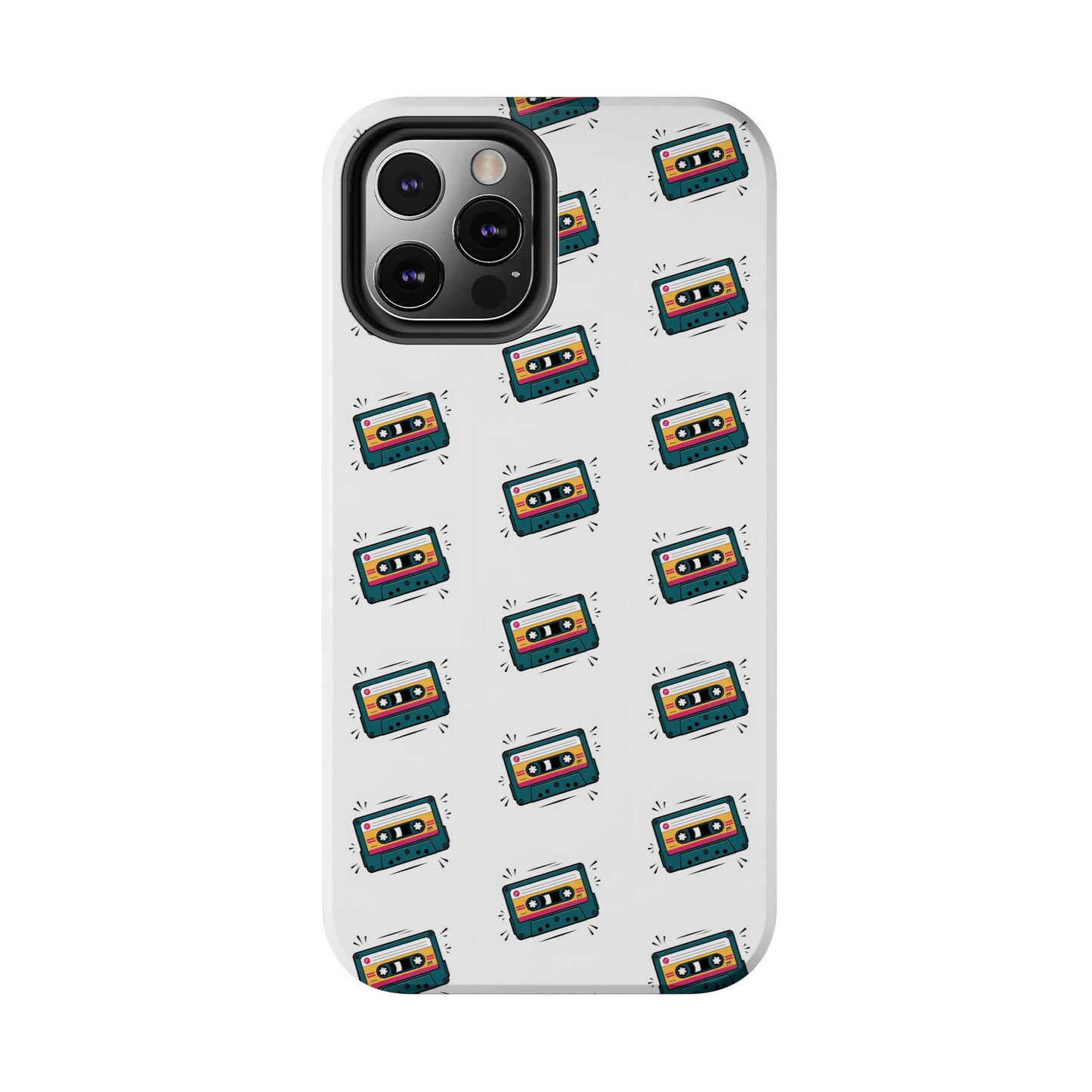 Retro Cassette Tape Phone Case Pattern - White