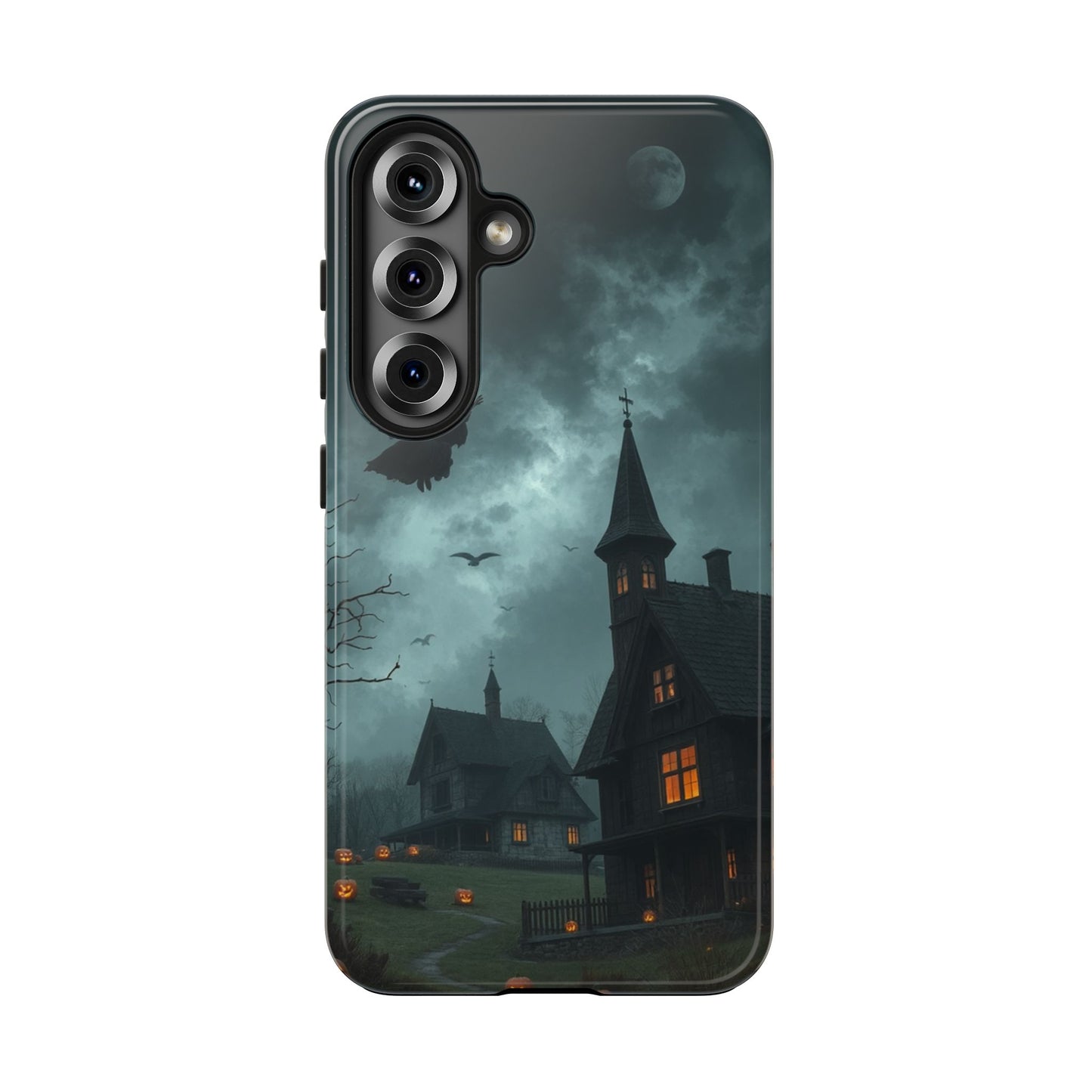 Halloween-Themed Tough Phone Case with Spooky House Design