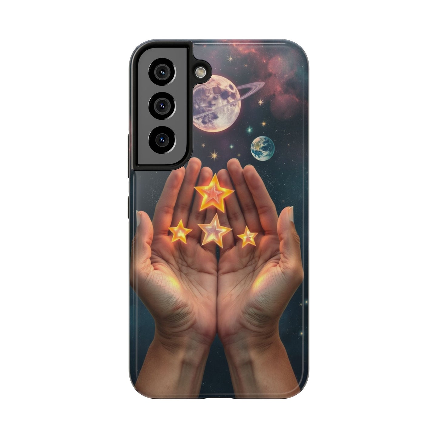 Galaxy Hands Tough Phone Case - Celestial Design for Star Lovers