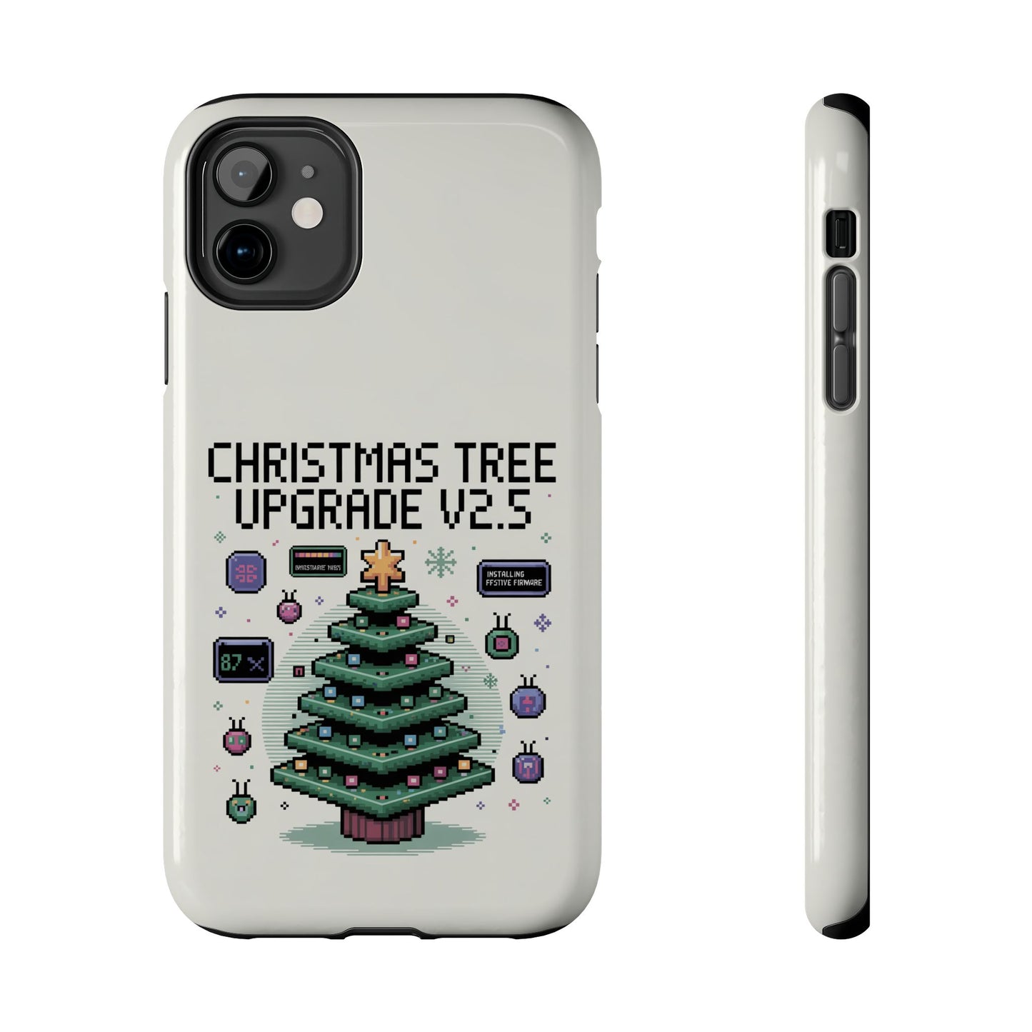 Christmas Tree Upgrade Tough iPhone Case - Pixel Art Design