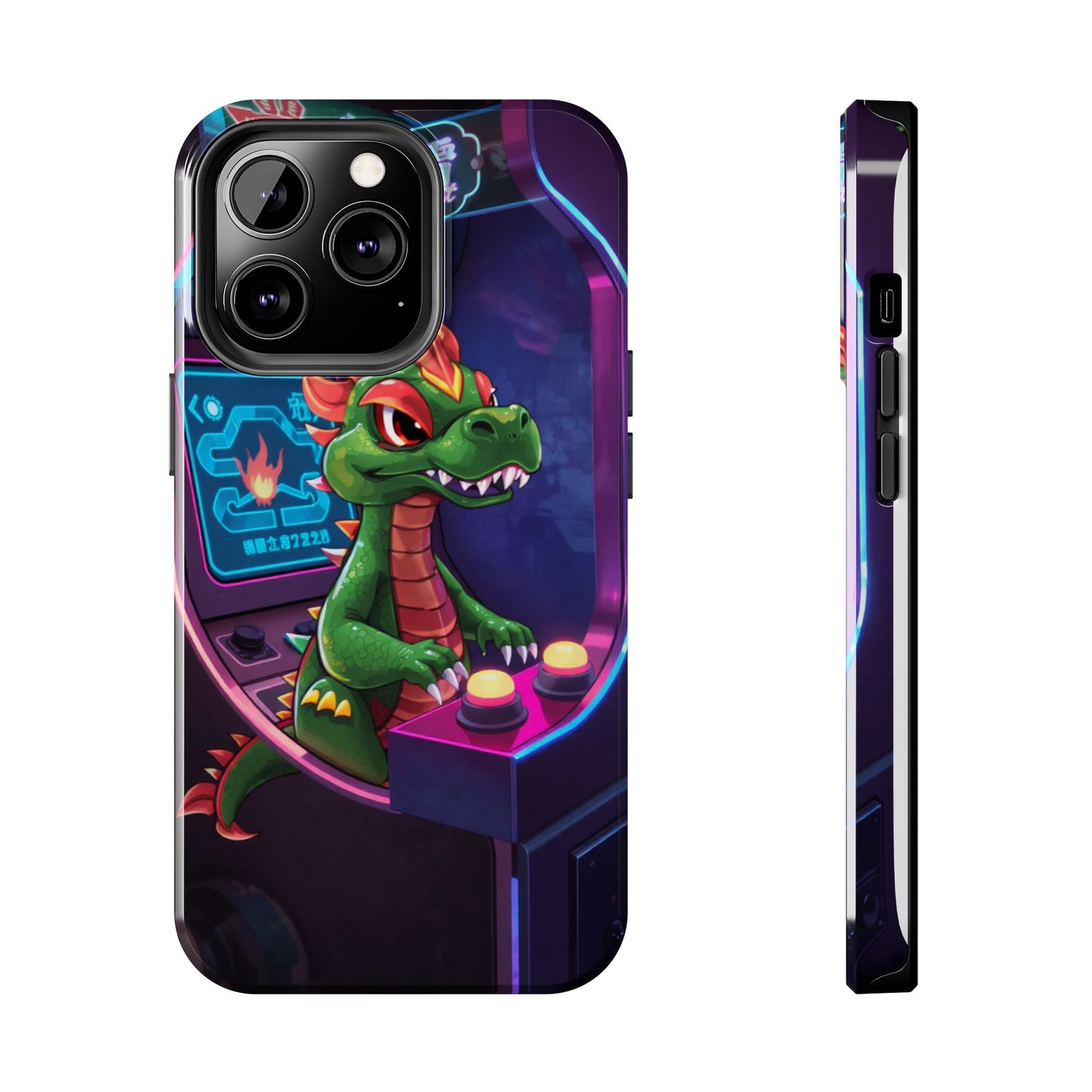 Retro Gamer Tough Phone Case with Dragon Design