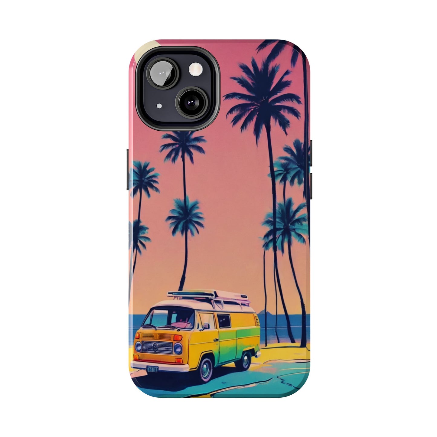 Tropical Beach Vibe Tough Phone Case - Vintage Van Design - for iPhone