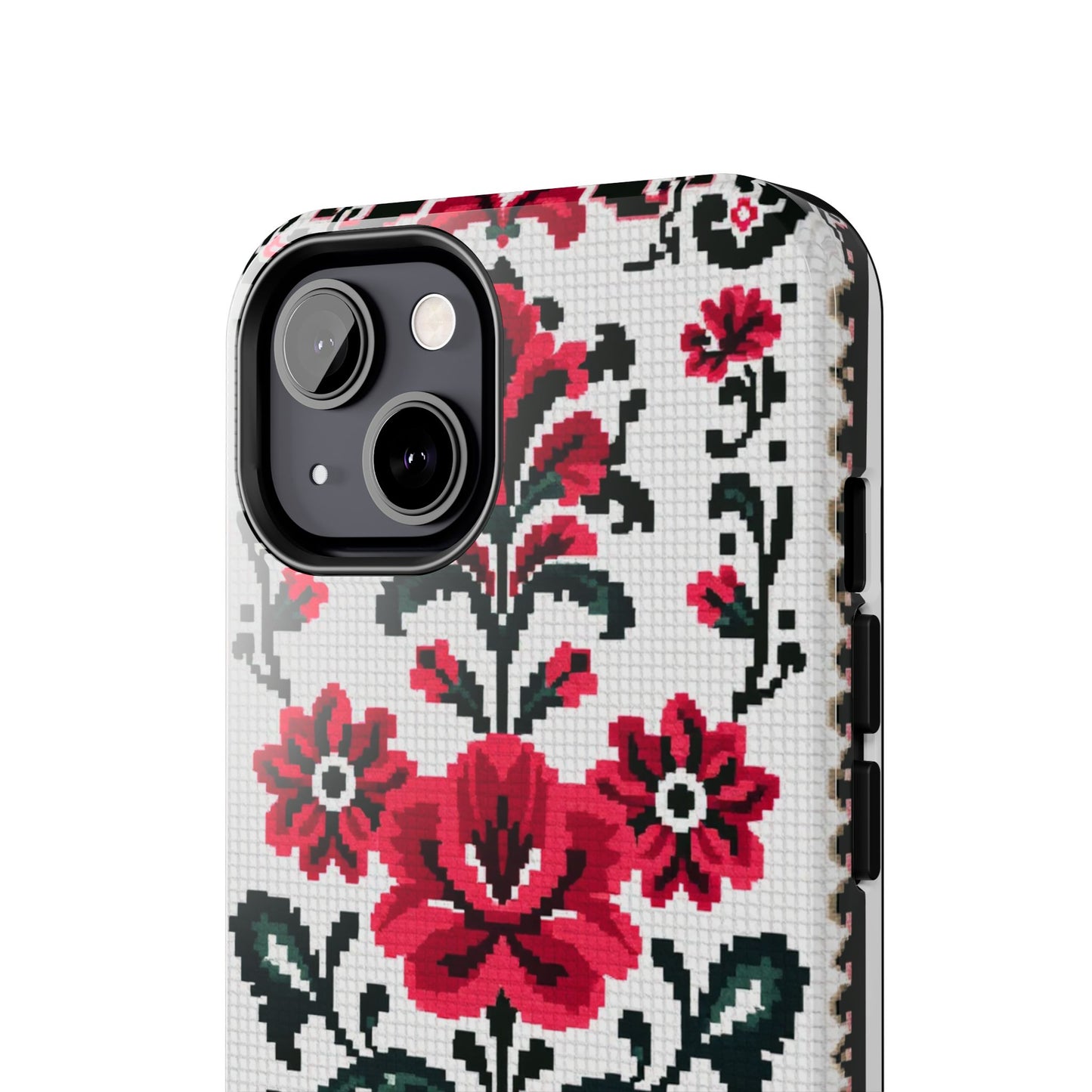Traditional Floral Knit Tough Phone Cases - Durable Protection with Vintage Style - for iPhone