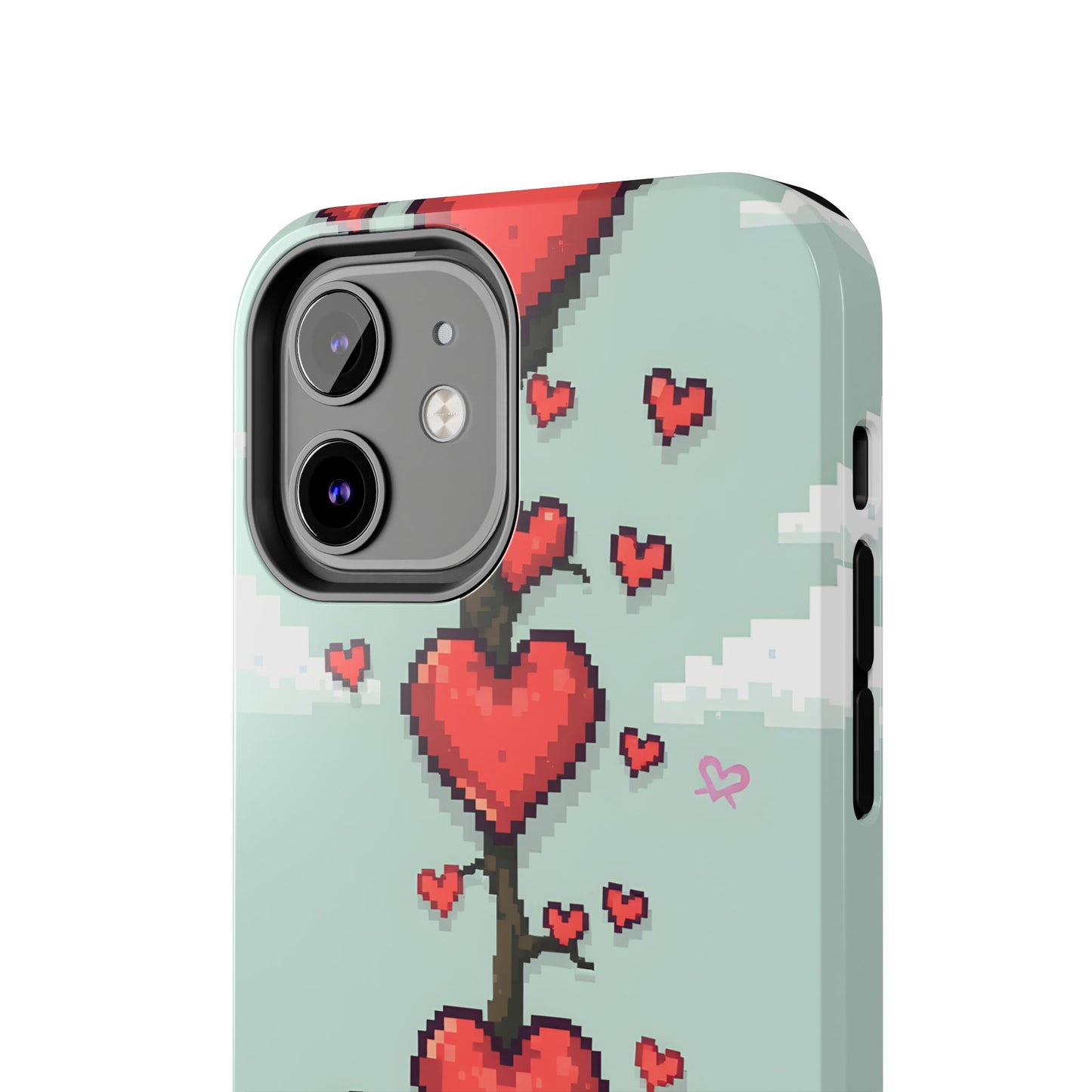 Pixelated Love Hearts Tree | Tough Phone Case - Cute Design - for iPhone