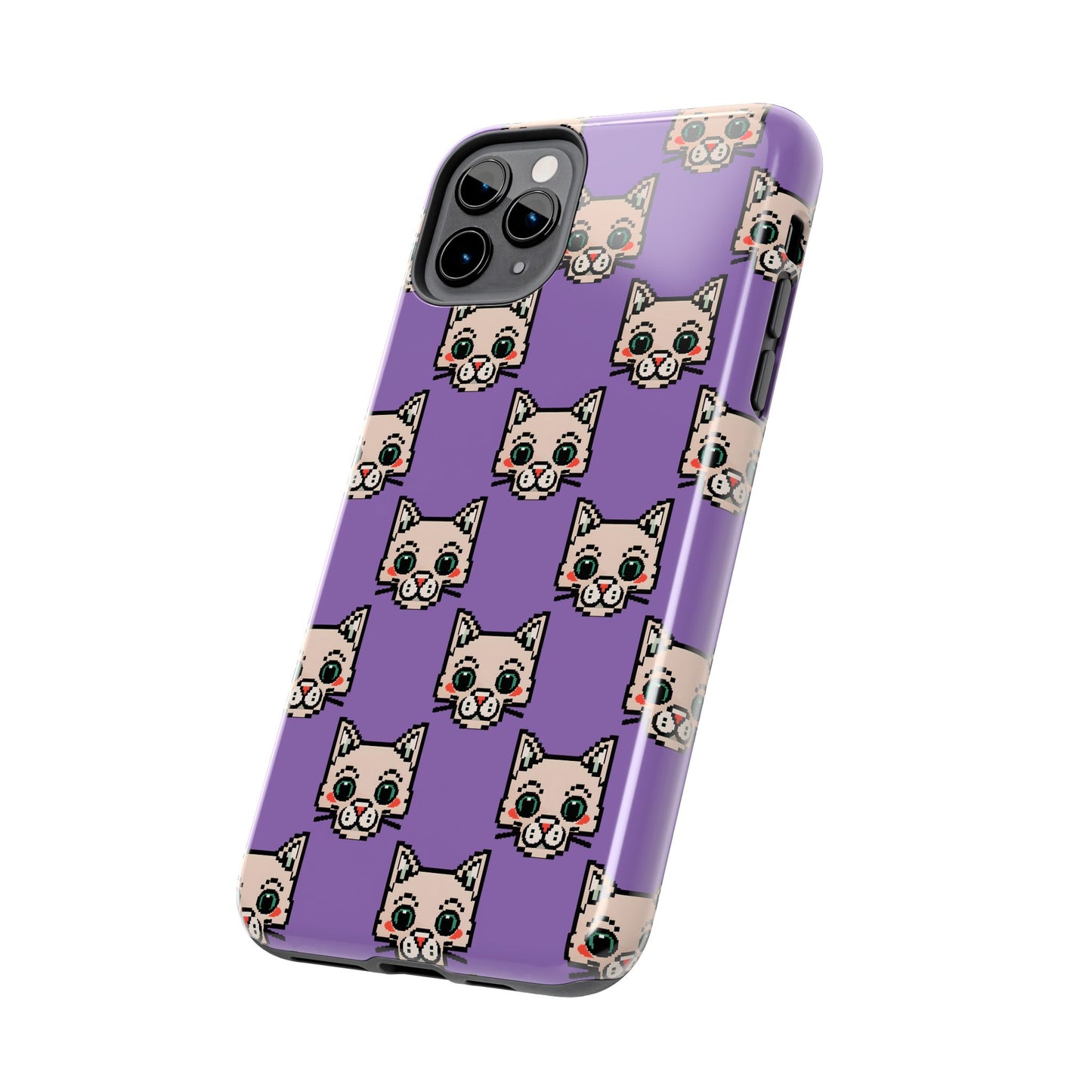 Cute Pixel Cat Tough Phone Case – Fun and Durable Protection for Cat Lovers - for iPhone
