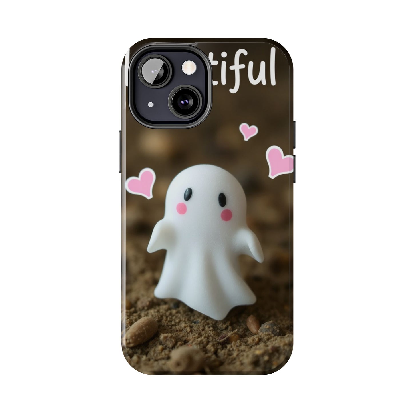 Cute Ghost Tough Phone Case - Beautiful Design with Heart Accents