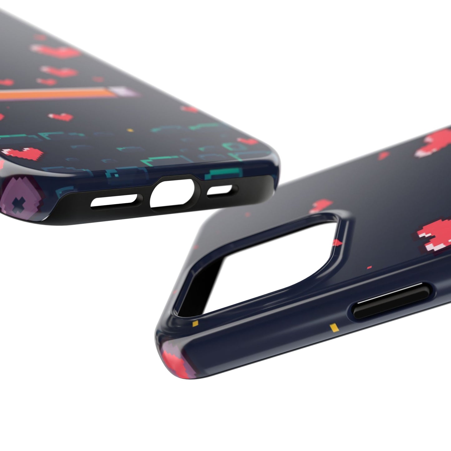 Pixel Heart Tough Phone Case - Retro Gamer Style for Valentine's Day