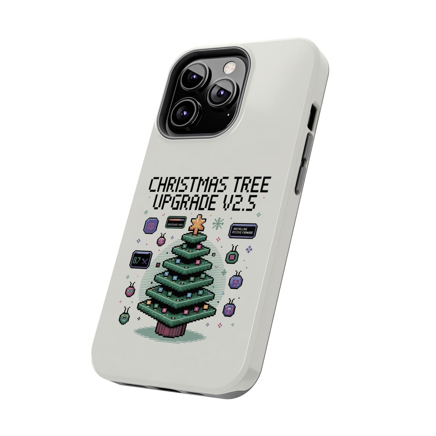 Christmas Tree Upgrade Tough iPhone Case - Pixel Art Design
