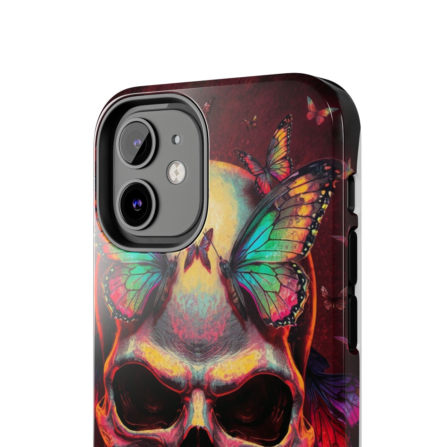 Gothic Skull Phone Case with Butterflies - Durable Tough Phone Case