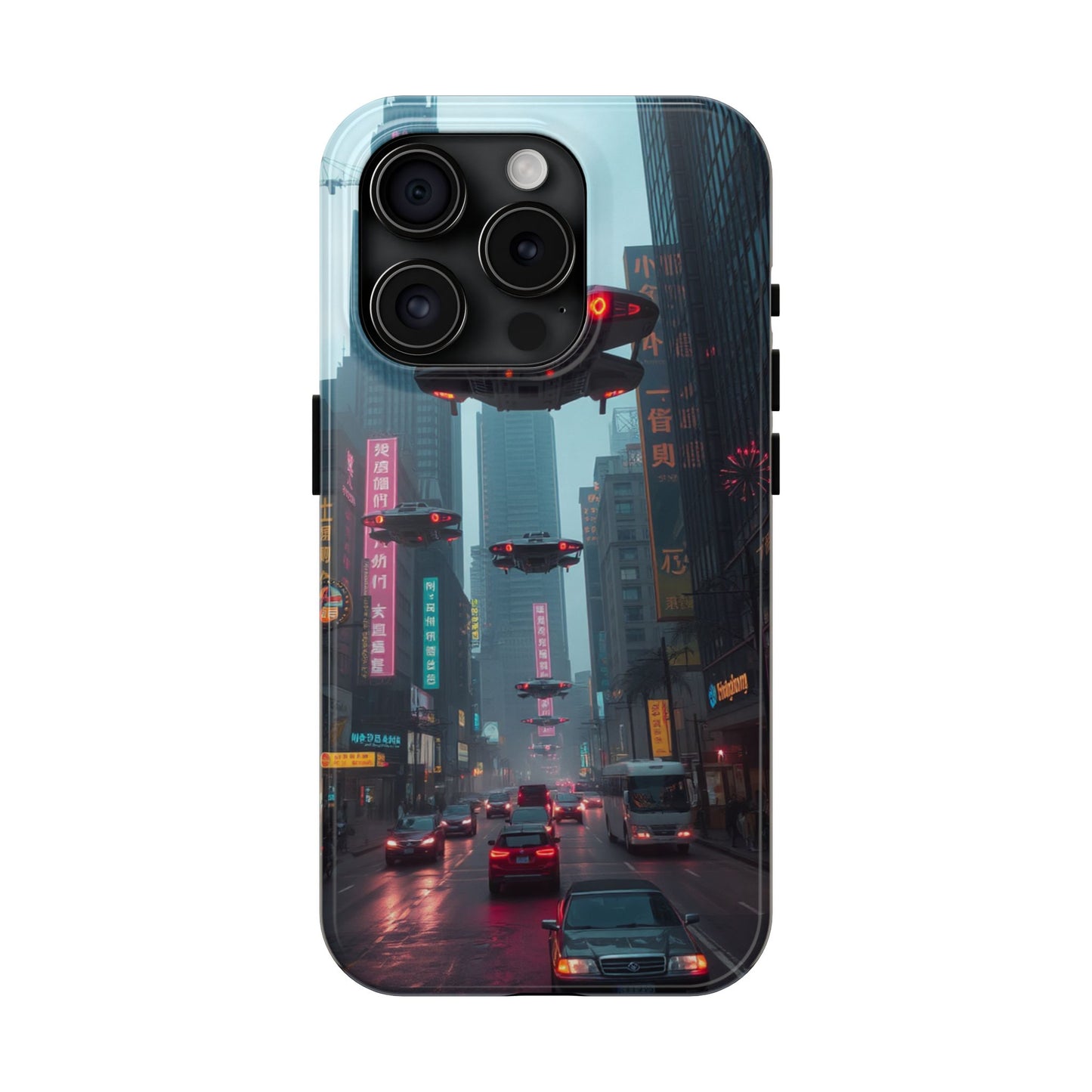 Futuristic City Tough Phone Case - Sci-Fi Design for Urban Explorers
